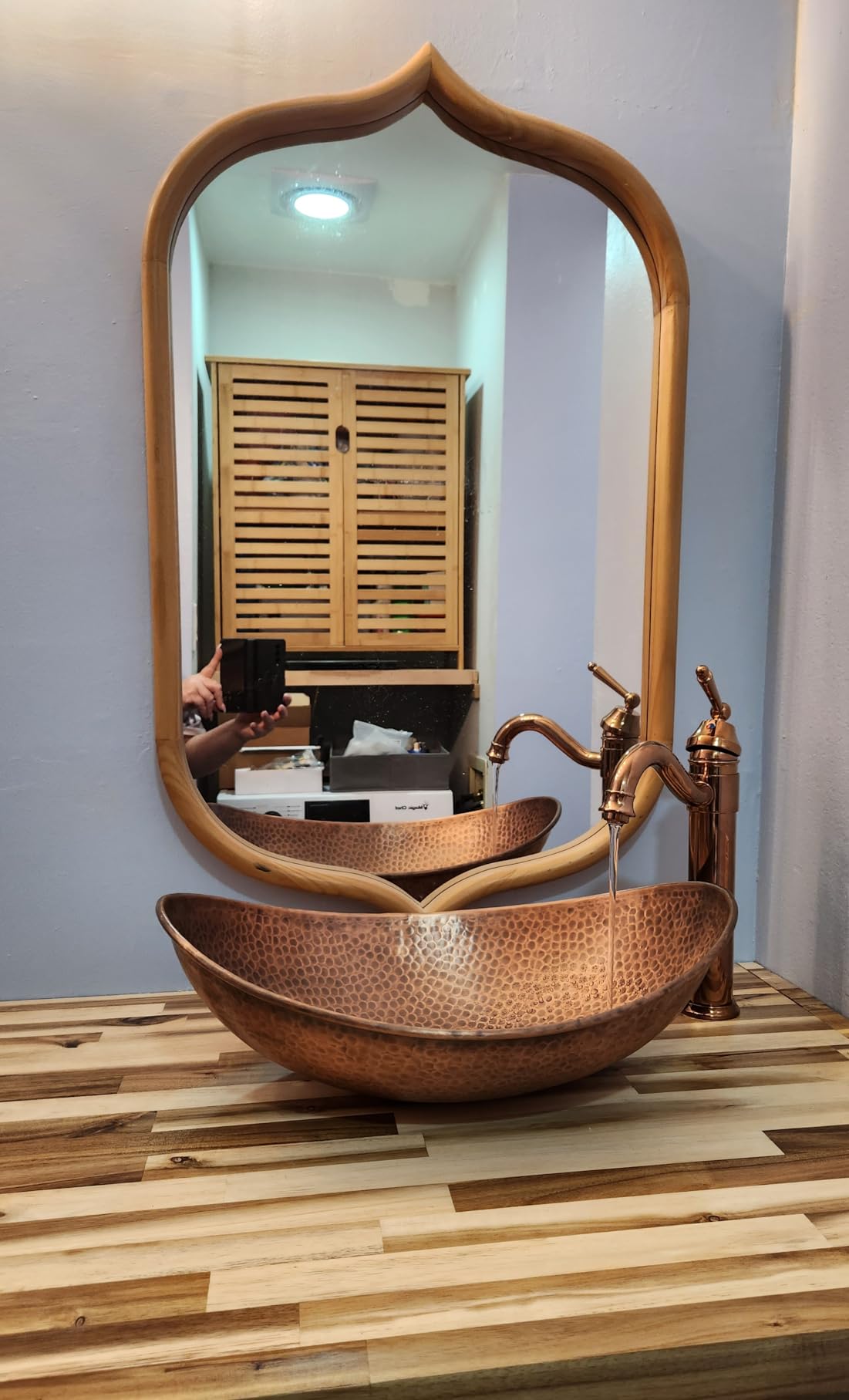 Monarch Abode Bathroom Sink - 19-Inch Harbor Vessel Bathrooms Countertop Sink, Bathroom Vessel Sinks, Above Counter Hand Hammered Pure Copper Bath Sinks for Restroom Vanity or Powder Room customer photo 1