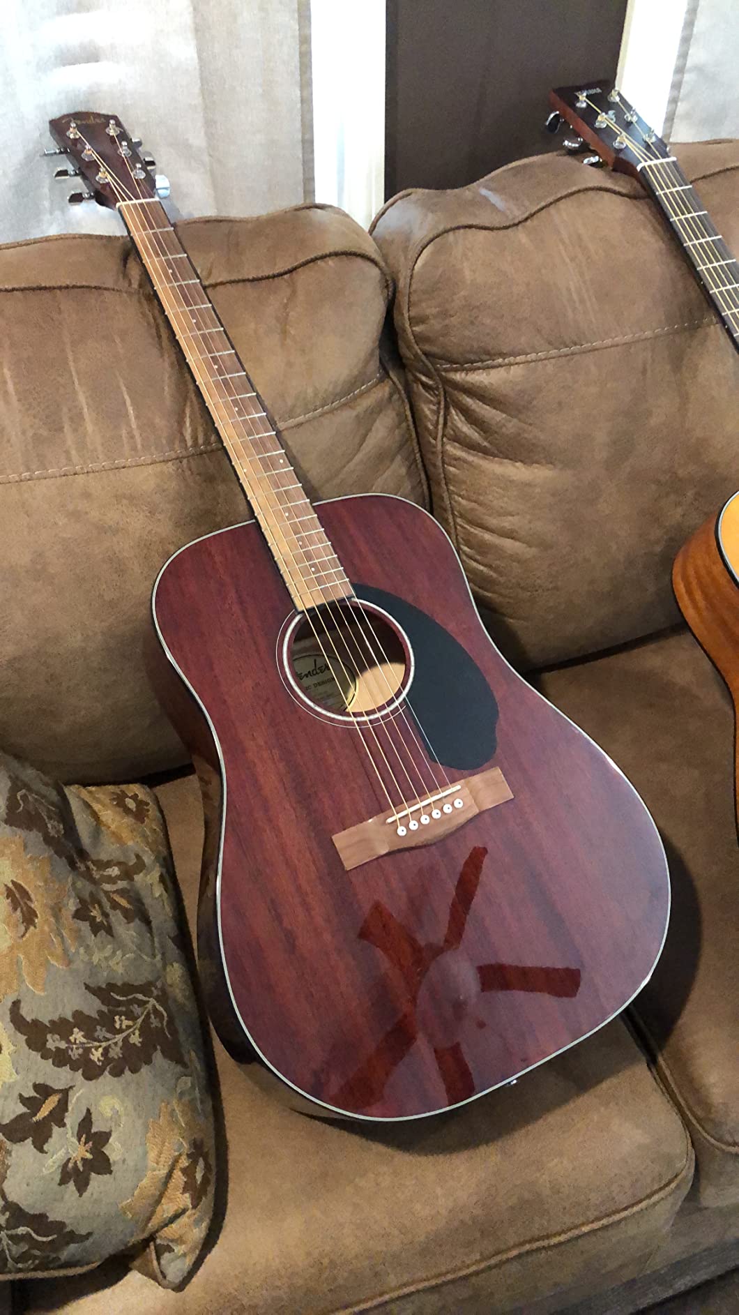 Fender CD-60S Dreadnought Acoustic Guitar, All-Mahogany, 2-Yr Warranty, Beginner acoustic guitar, rich warm tone, walnut fingerboard customer photo 2