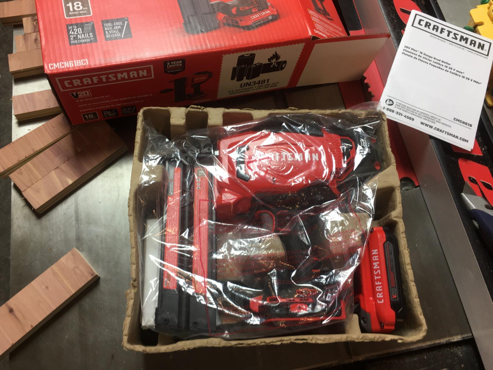 CRAFTSMAN V20 Cordless Brad Nailer, 18 Gauge Nail Gun, with Battery and Charger (CMCN618C1) customer photo 1