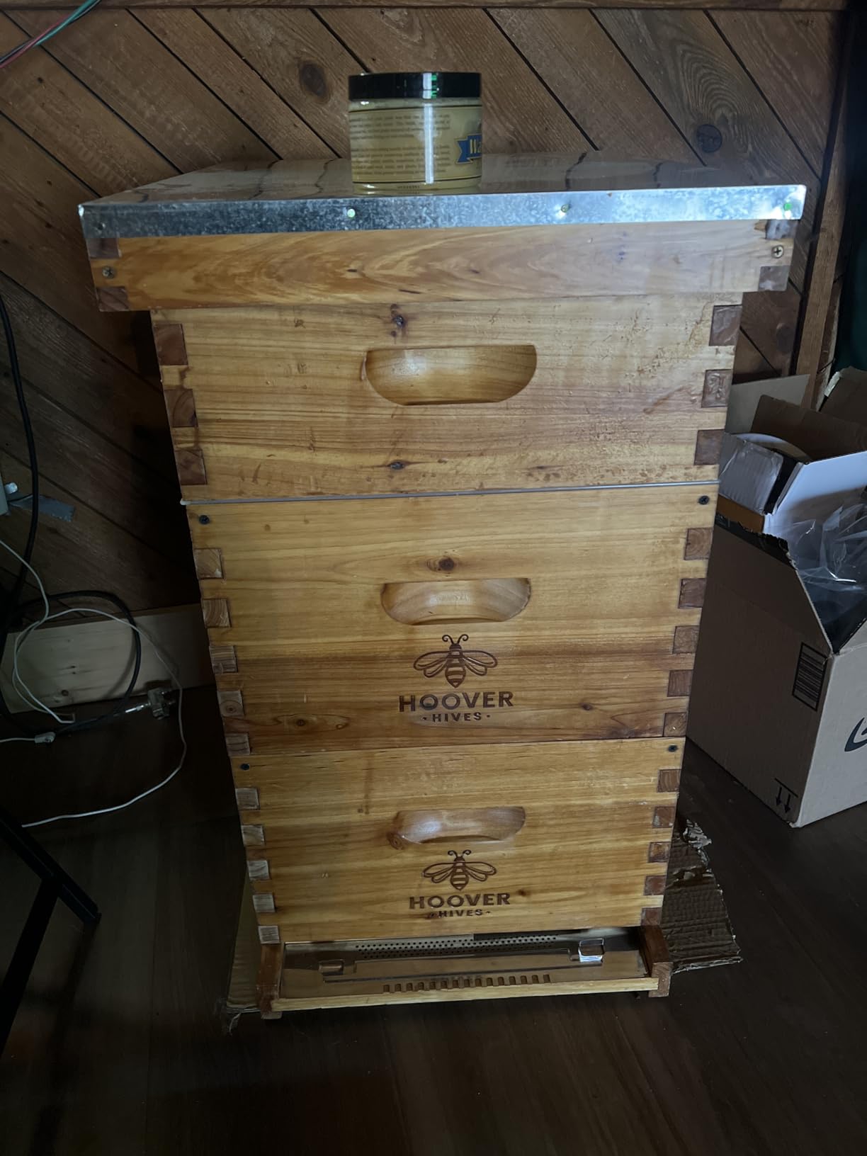Hoover Hives: The Original Beeswax Coated Beehive Kit. Includes 2 Deep & 1 Medium Boxes with 10 Wooden Frames & Heavy Wax Coated Foundations. Easy Assembly with Predrilled Holes & Screws (Unassembled) customer photo 1