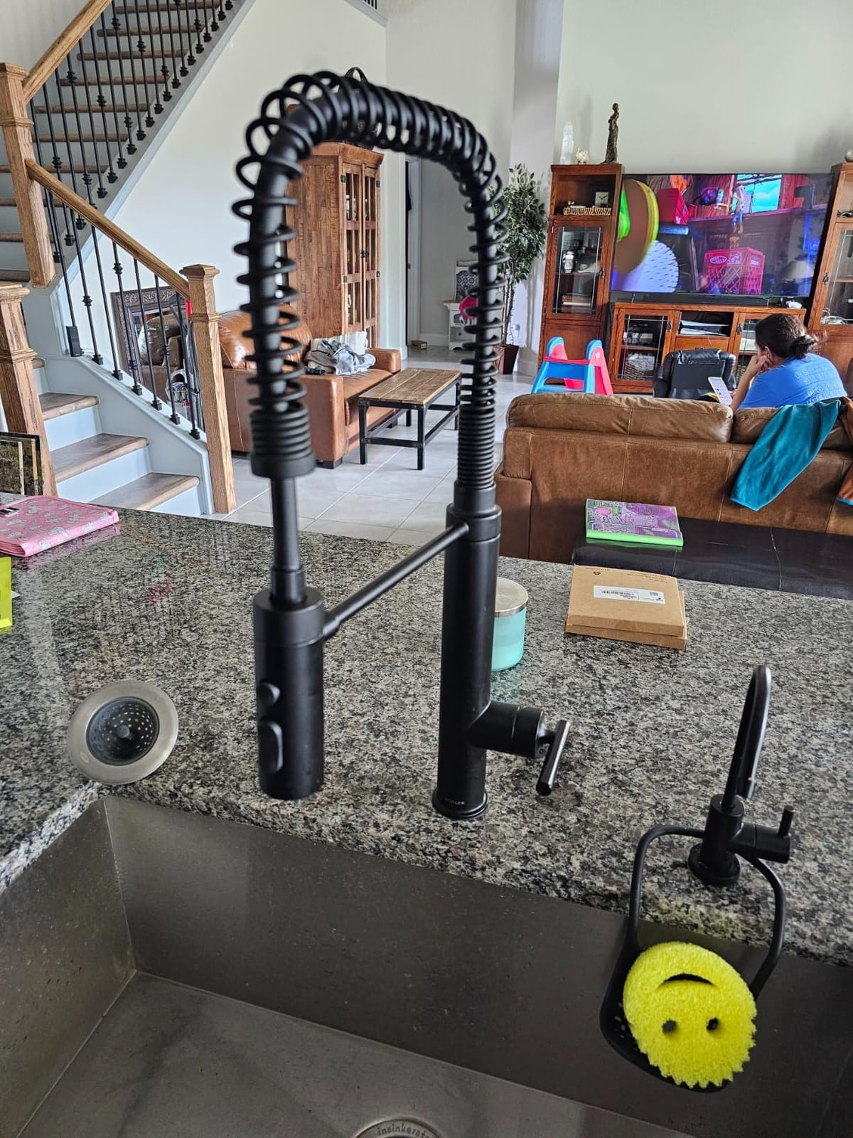 KOHLER 24982-CP Purist Commercial Style Pre-Rinse Kitchen Faucet with 3-Function Sprayhead, Kitchen Sink Faucet with Pull Down Sprayer, Polished Chrome customer photo 2