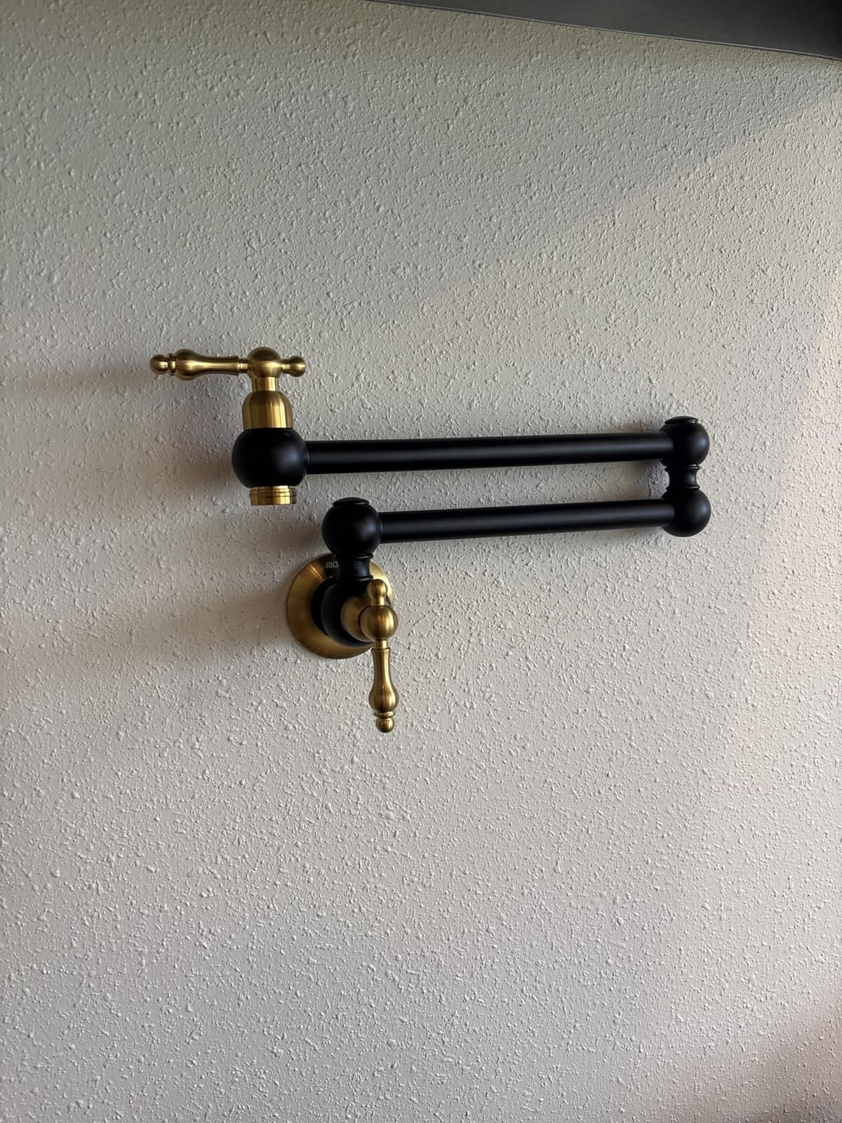 Pot Filler Faucet Brushed Nickel - WOWOW Solid Brass Pot Filler Wall-Mounted Pasta Faucet with Double Joint Swing Arm for Kitchen Over Stove customer photo 2