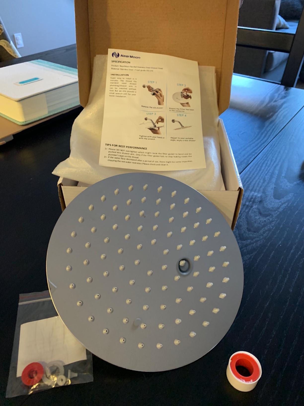 NearMoon Rain Shower Head, Ultra-Thin Design-Pressure Boosting, High Flow Stainless Steel Rainfall Head (8 Inch, Chrome Finish) customer photo 1