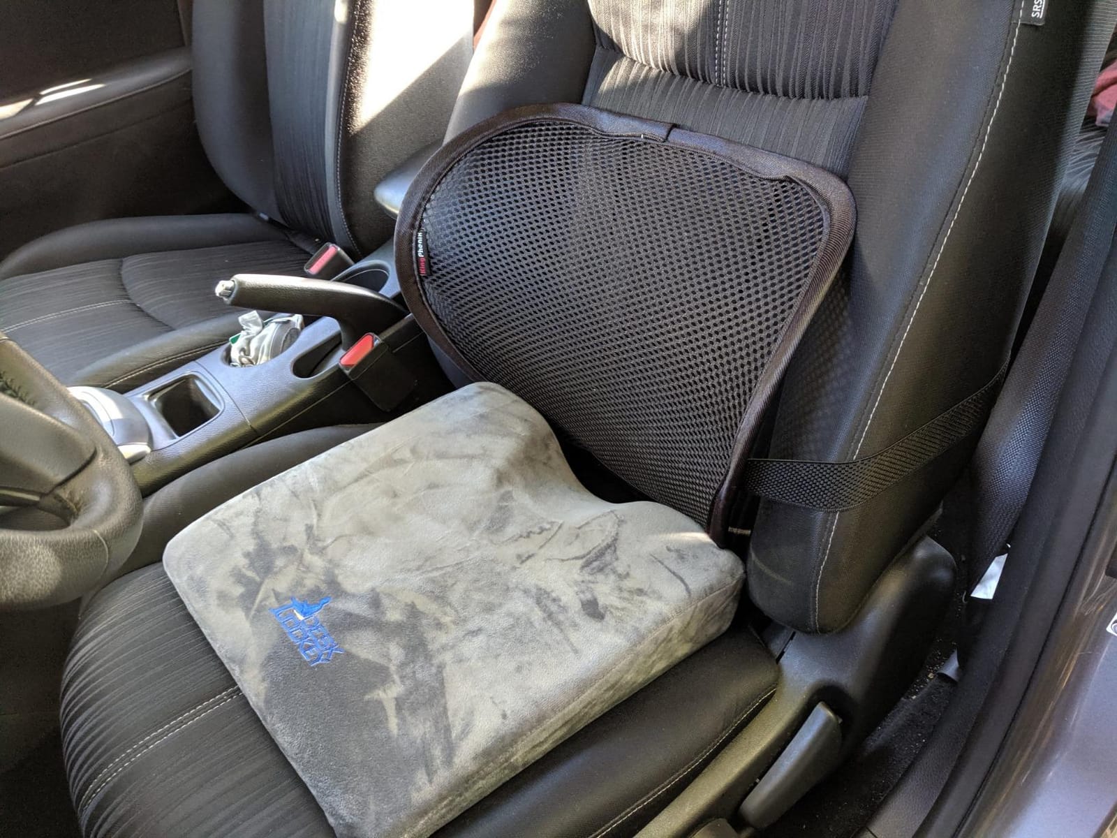 kingphenix 2-Pack Mesh Lumbar Support for Car and Office Chair Comfort | Breathable Mesh Back Support with Adjustable Curvature and Elastic Straps for Driving, Office Use and Long Sitting, Black customer photo 2