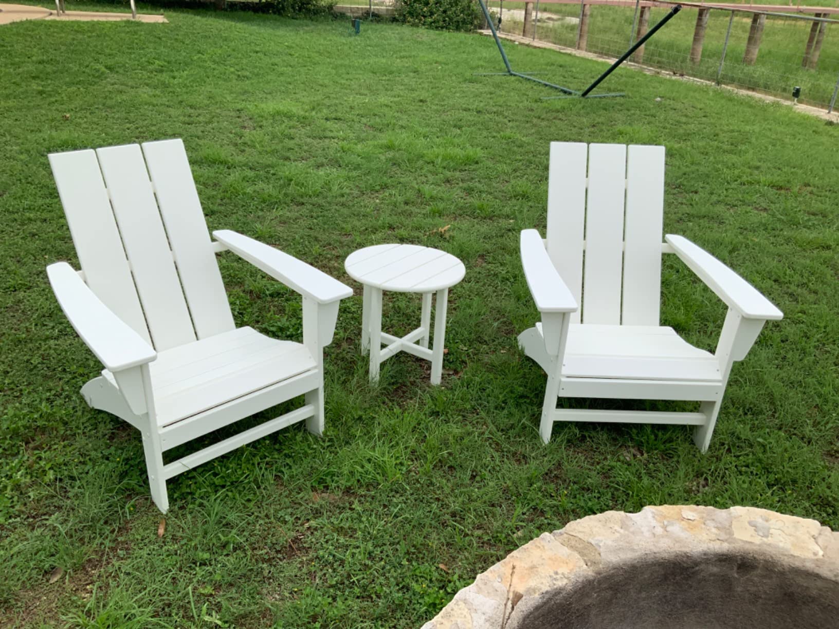 Modern Adirondack Chair - All-Weather Outdoor Lawn Adirondack Chairs - HDPE, Fade-Resistant & Durable Outdoor Furniture - For Patio, Deck & Fire Pit Chairs - Navy customer photo 2