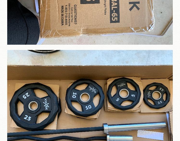 XMARK Black Diamond Olympic Weight Plates 2-Inch, Rubber Barbell Plates with Tri-Grip Handles for Home Gym Strength Training customer photo 1