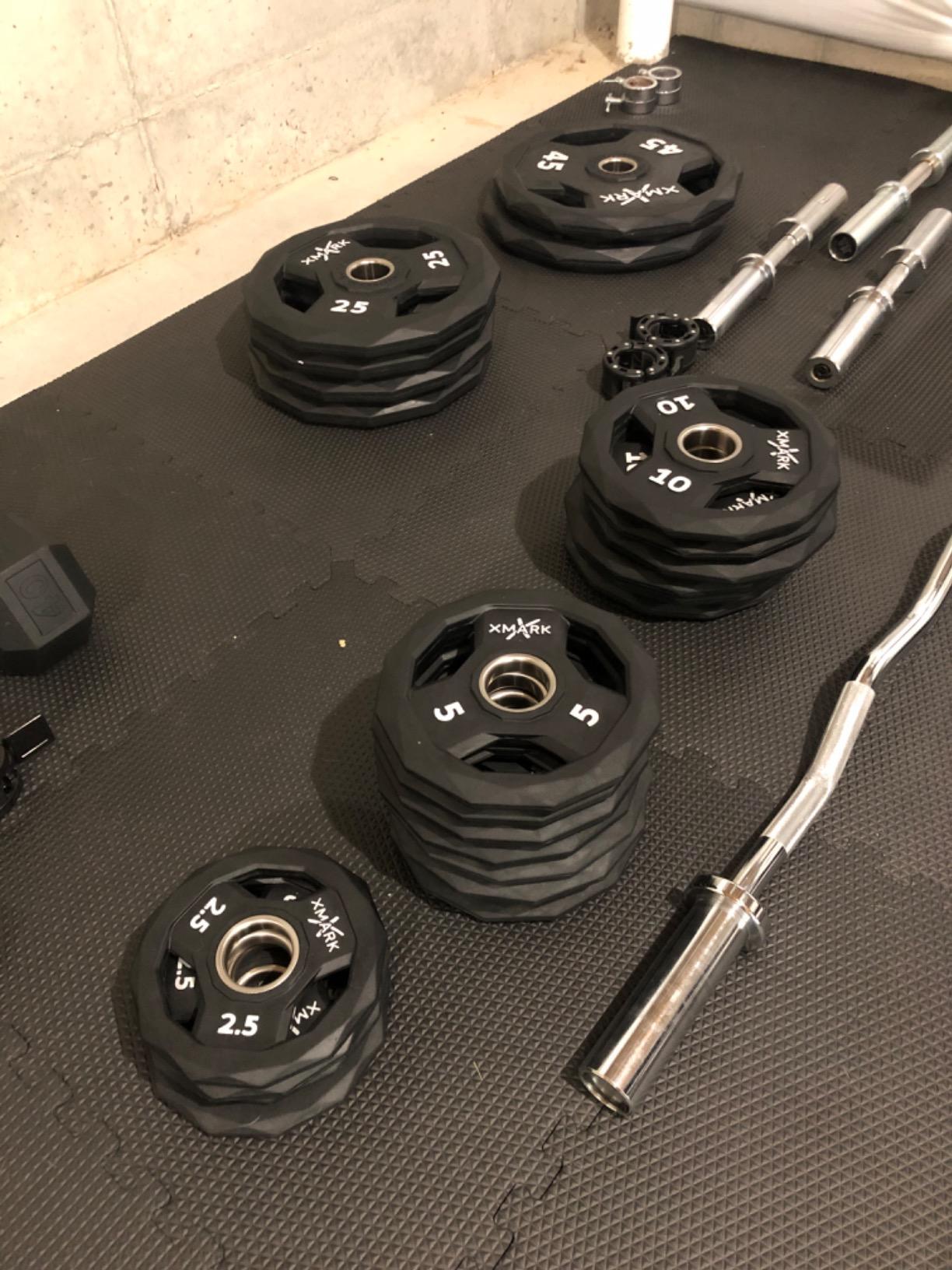 XMARK Black Diamond Olympic Weight Plates 2-Inch, Rubber Barbell Plates with Tri-Grip Handles for Home Gym Strength Training customer photo 2