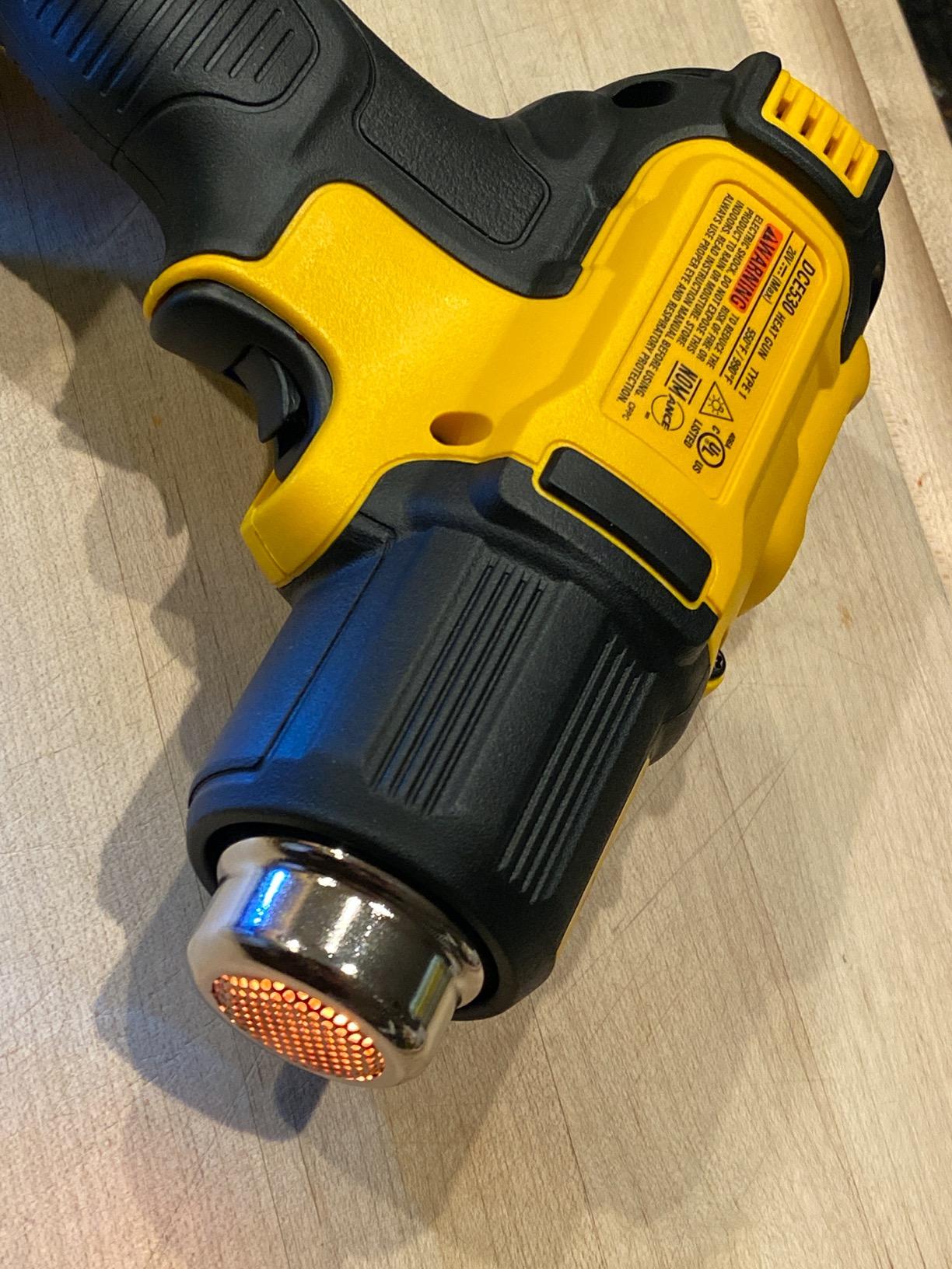 DEWALT 20V MAX Heat Gun, Cordless, Up to 990 Degrees, 42 Minutes of Run Time, LED Light, Heatgun with Flat and Hook Nozzle Attachments, Tool Only (DCE530B) customer photo 2