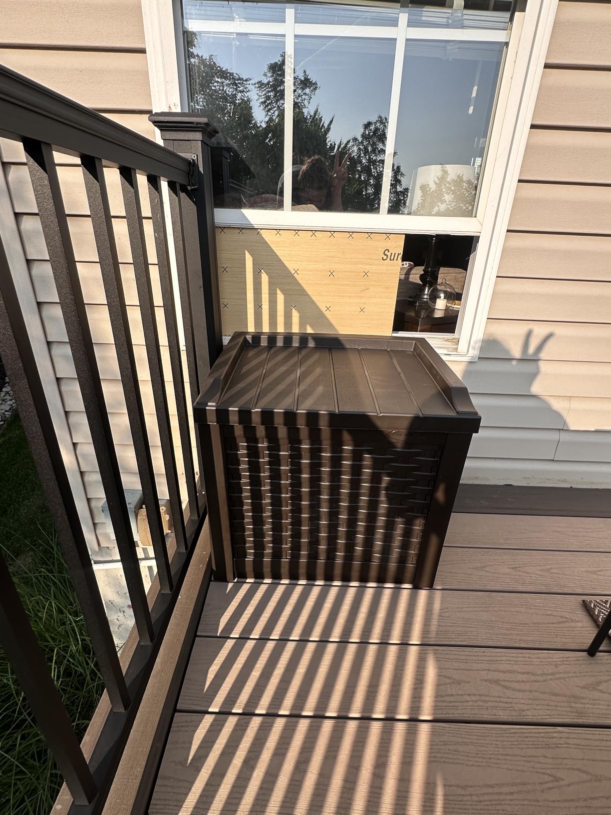 Suncast Outdoor Deck Box - 22 Gallon Java Resin Outdoor Storage Box, Weatherproof Patio Storage Bin Container for Seating & Organizing Cushions, Tools & Towels for Pool, Yard, & Garden customer photo 1