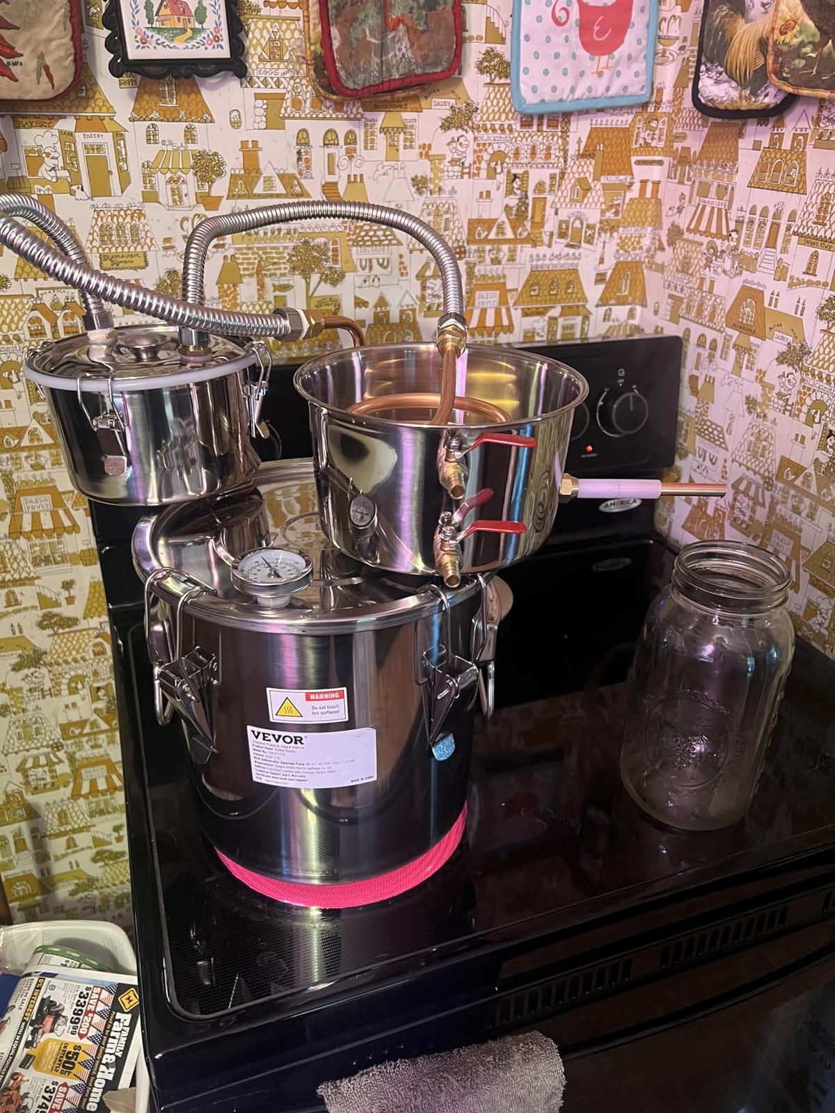 VEVOR Alcohol Still, 3 Gallon, Stainless Steel Alcohol Distiller with Copper Tube & Build-in Thermometer & Water Pump, Double Thumper Keg Home Brewing Kit, for DIY Whiskey Wine Brandy customer photo 2