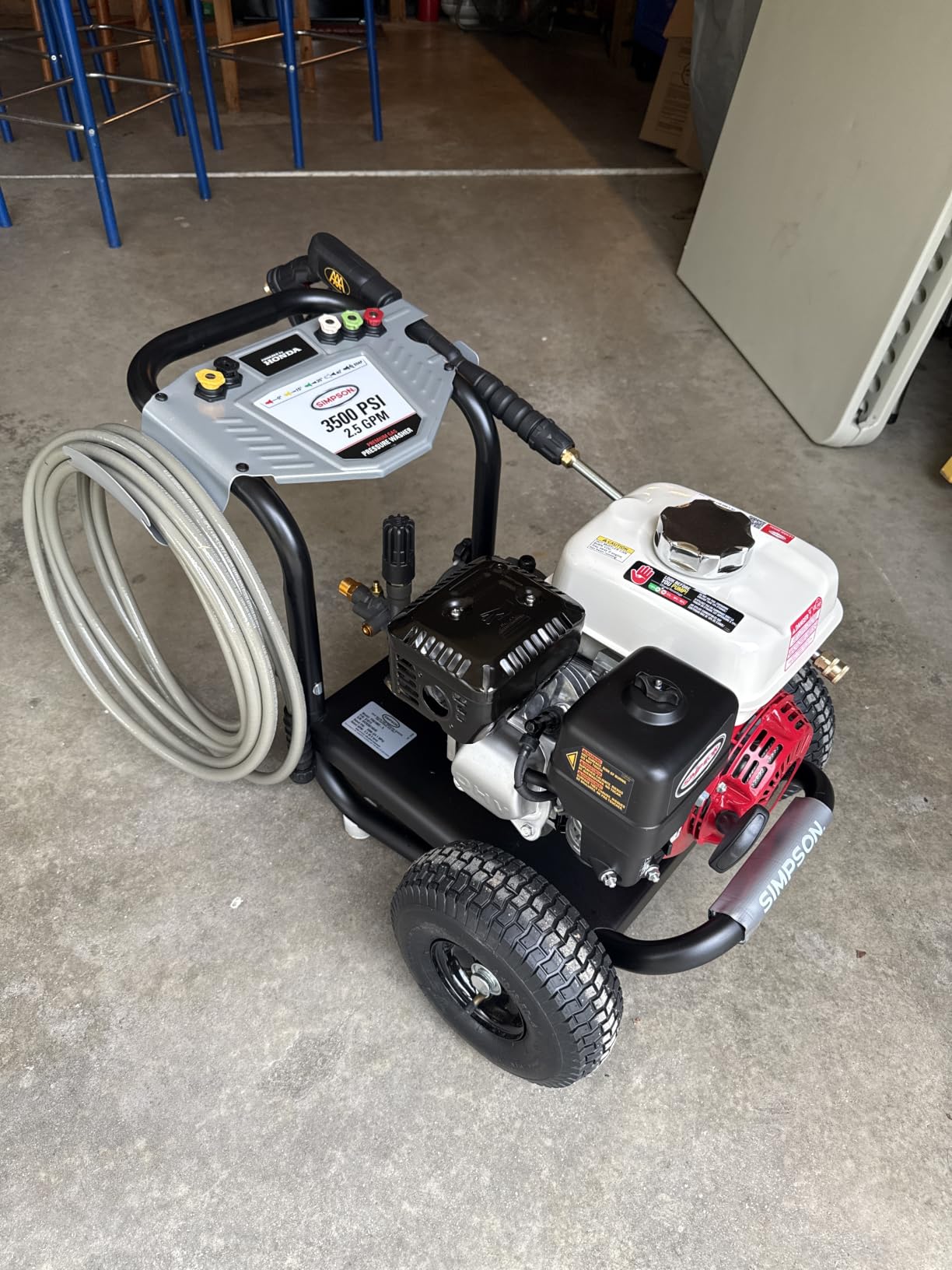 Simpson PowerShot 3500 PSI Gas Pressure Washer, 2.5 GPM, Honda GX200 Engine | Gas Power Washer For Professionals. AAA Triplex Pump, 25' MorFlex Hose, 5 Nozzles, Steel Frame. 49-State Compliant. PS3228 customer photo 1