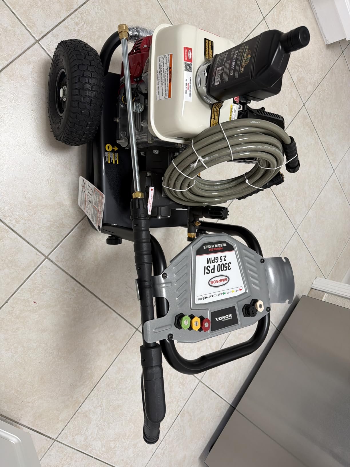 Simpson PowerShot 3500 PSI Gas Pressure Washer, 2.5 GPM, Honda GX200 Engine | Gas Power Washer For Professionals. AAA Triplex Pump, 25' MorFlex Hose, 5 Nozzles, Steel Frame. 49-State Compliant. PS3228 customer photo 2