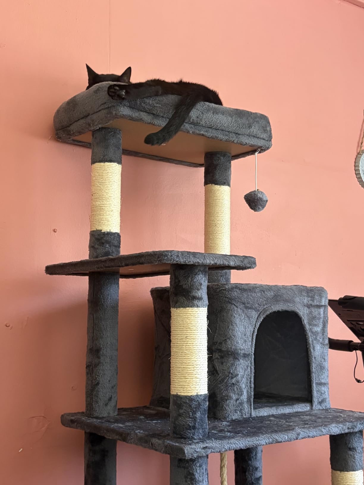 Yaheetech 63in Sturdy Large Cat Tree for Indoor Heavy Cats, Tall Tower | Plush condo, hammock, sisal scratching posts, multi-pet friendly, easy to assemble, stable wide base customer photo 1