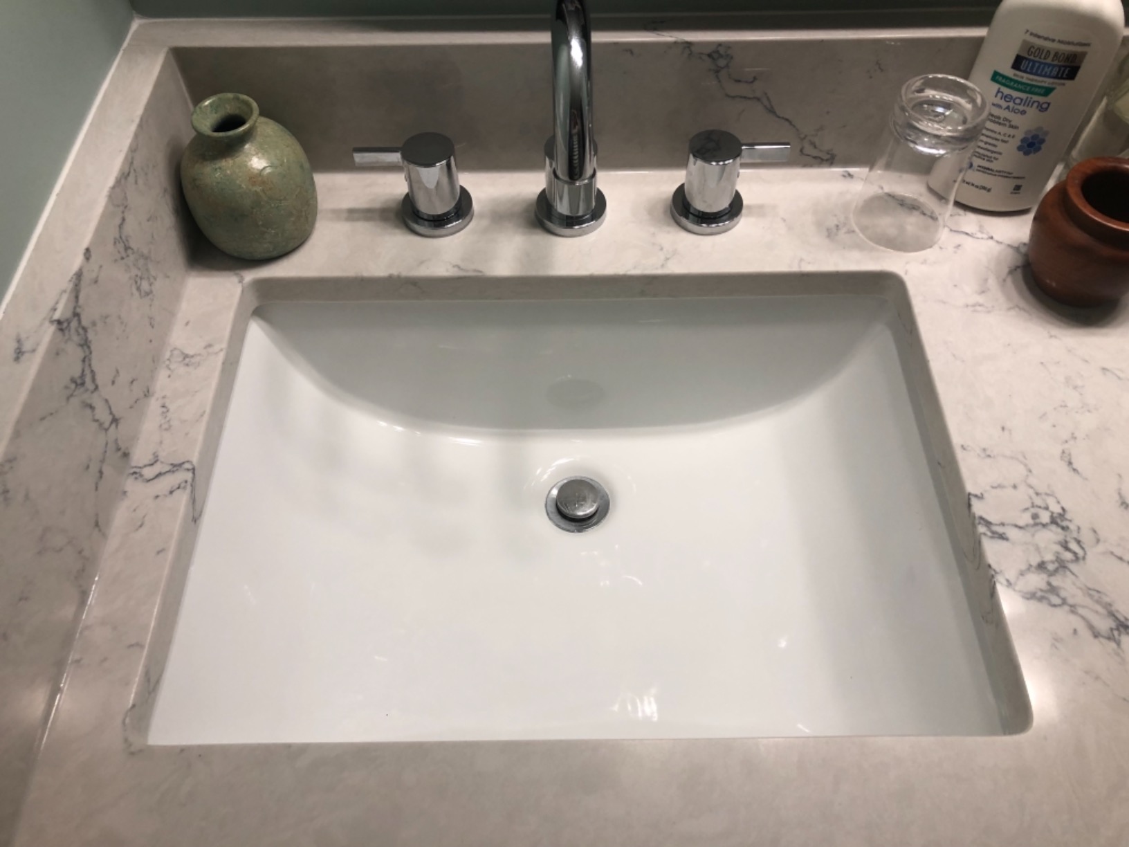 Phiestina Widespread Bathroom Sink Faucet, 3 Hole 8 Inch Chrome Finish, Modern Vanity Faucet with Metal Pop Up Drain, WF015-1-C customer photo 2