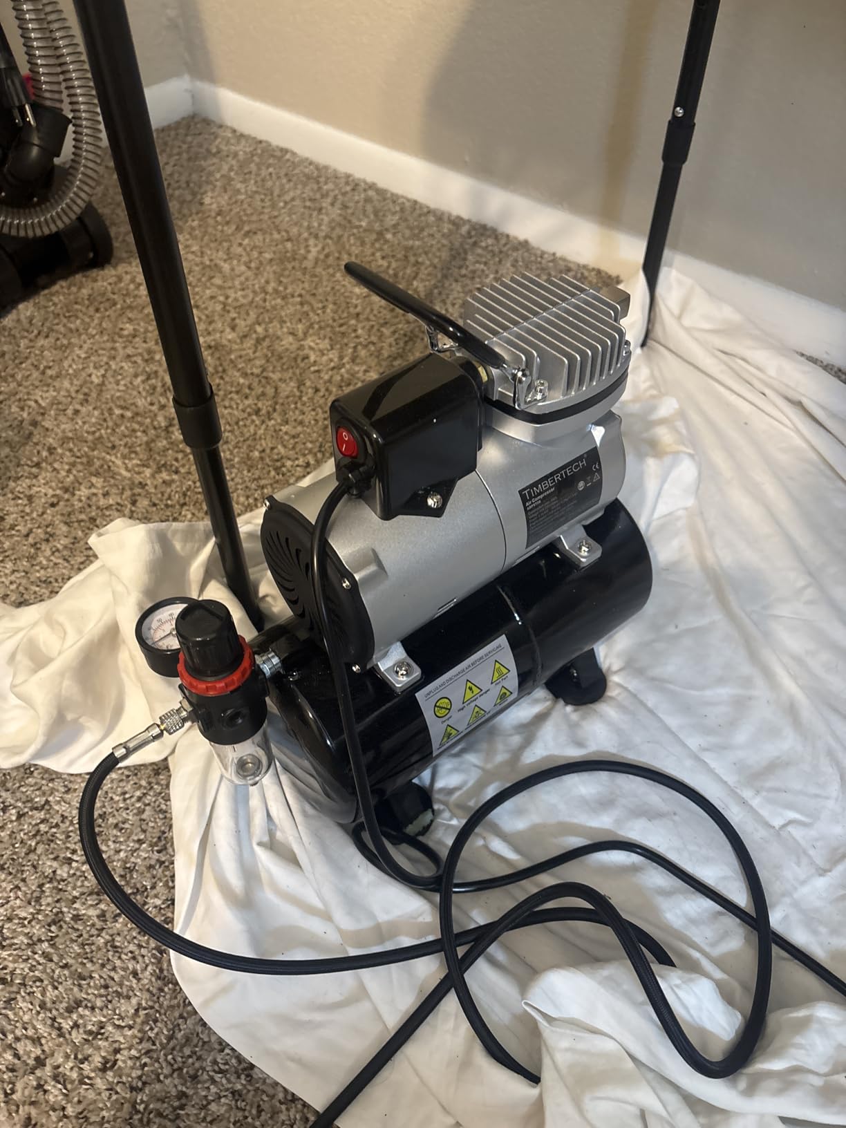 Timbertech Upgraded Airbrush Single-Piston Oil-free Mini Compressor ABPST08 with Cooling Fan, 3L Tank, Regulator, Moisture trap for Hobby, Body Tattoo, Model Painting, Automotive Graphic, Make-up customer photo 1