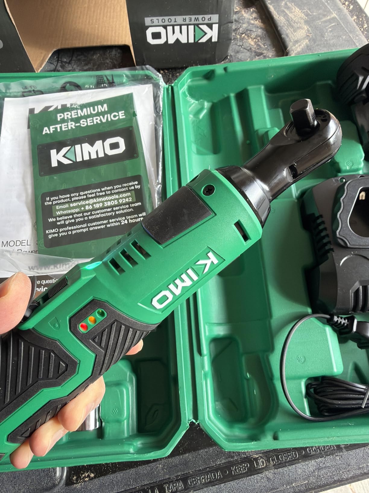 KIMO Cordless Electric Ratchet Wrench Set, 40Ft-lbs, 400RPM, 12V Cordless Ratchet Wrench 3/8