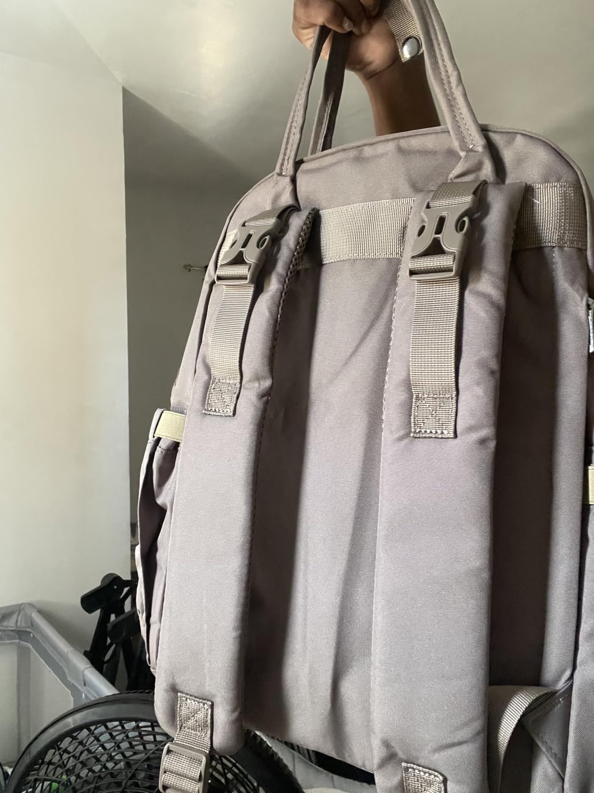BabbleRoo Diaper Bag Backpack - Baby Essentials Travel Tote - Multi Function Water Resistant Diaper Bag, Travel Essentials Baby Bag with Changing Pad, Stroller Straps & Pacifier Case - Dark Gray customer photo 2