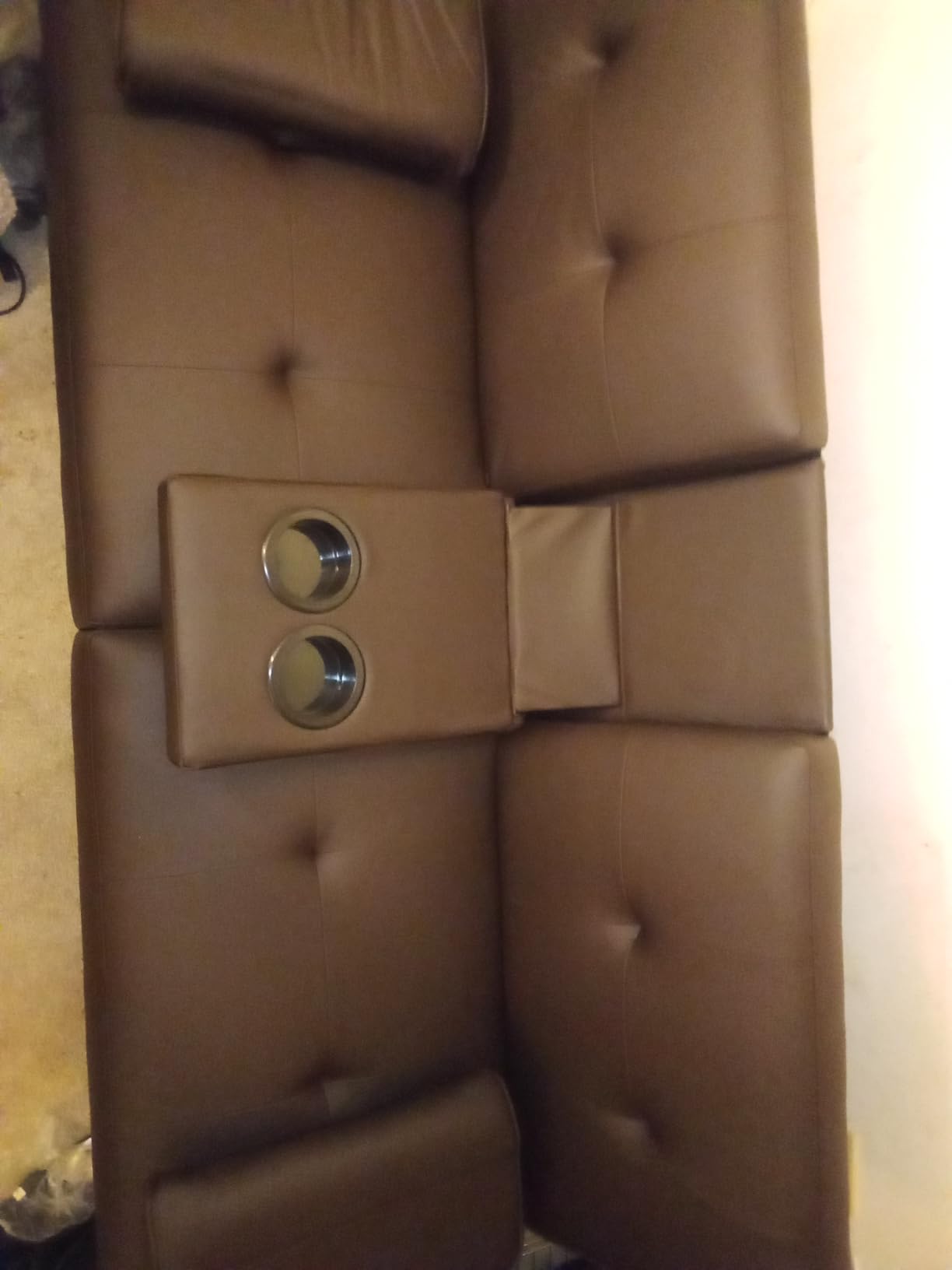 Yaheetech Convertible Futon Sofa Bed Loveseat with Cup Holder, Gray customer photo 1
