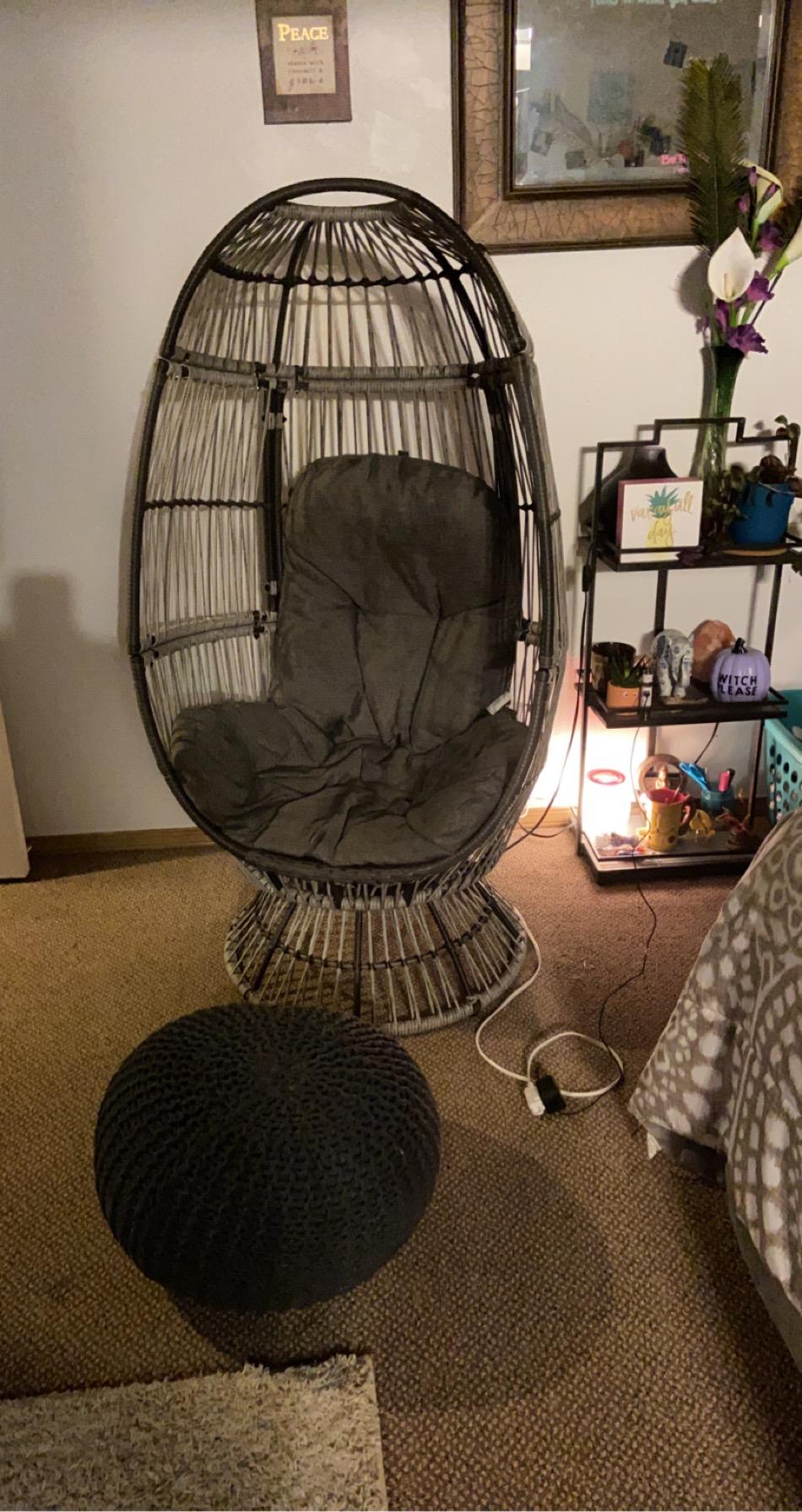 Christopher Knight Home Ellen Outdoor Wicker Swivel Egg Chair with Cushion, Light Brown, Beige customer photo 2