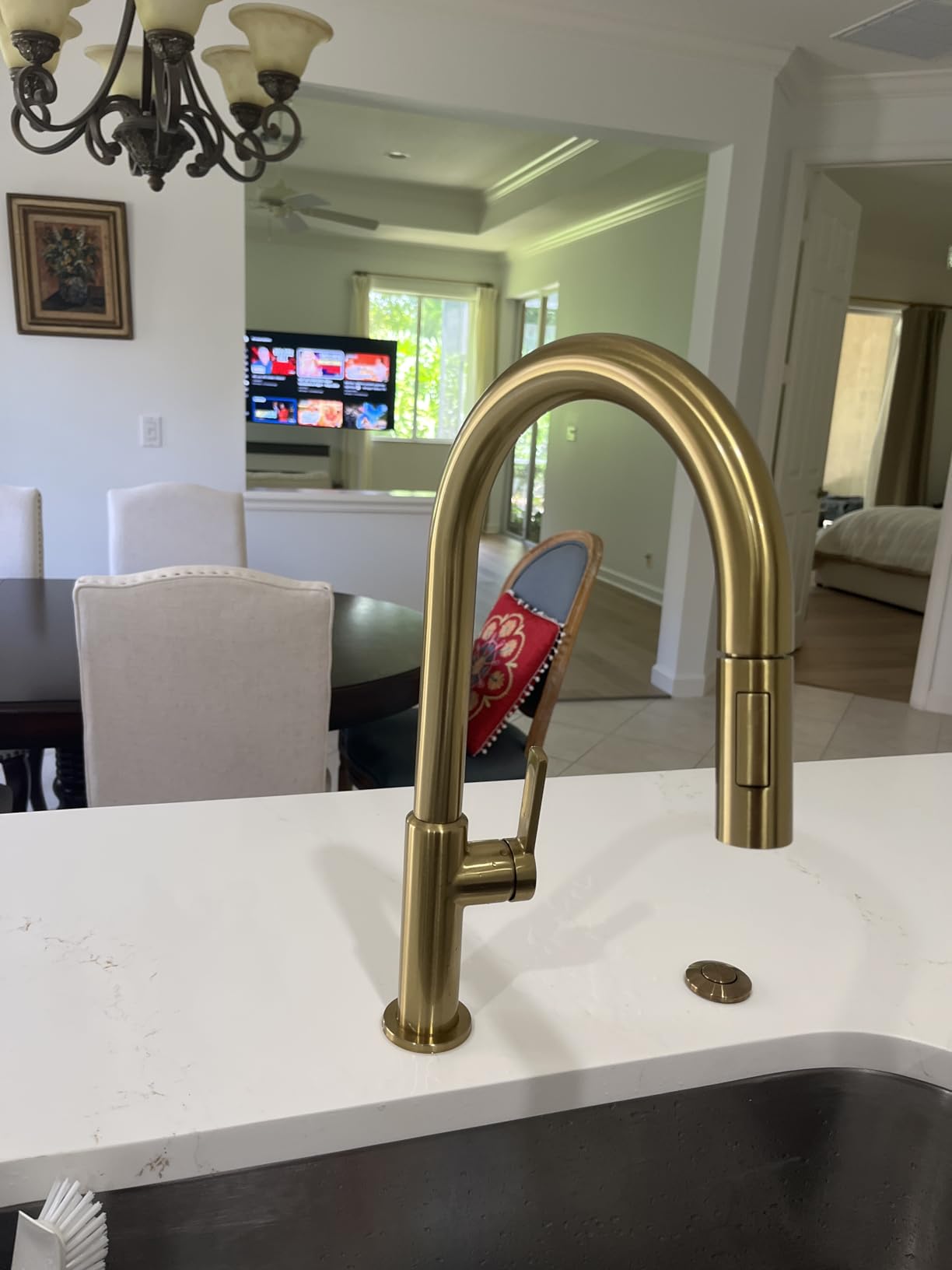 KRAUS Spot Free Stainless Steel Pull Down Kitchen Faucet KPF-2820SFS | 360-degree swivel spout, brass body with ceramic cartridge customer photo 2