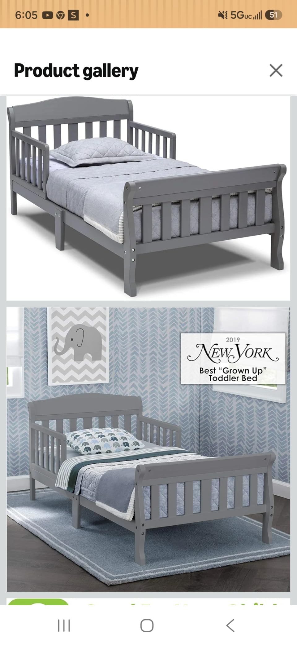 Delta Children Canton Toddler Bed, Greenguard Gold Certified, Grey customer photo 2