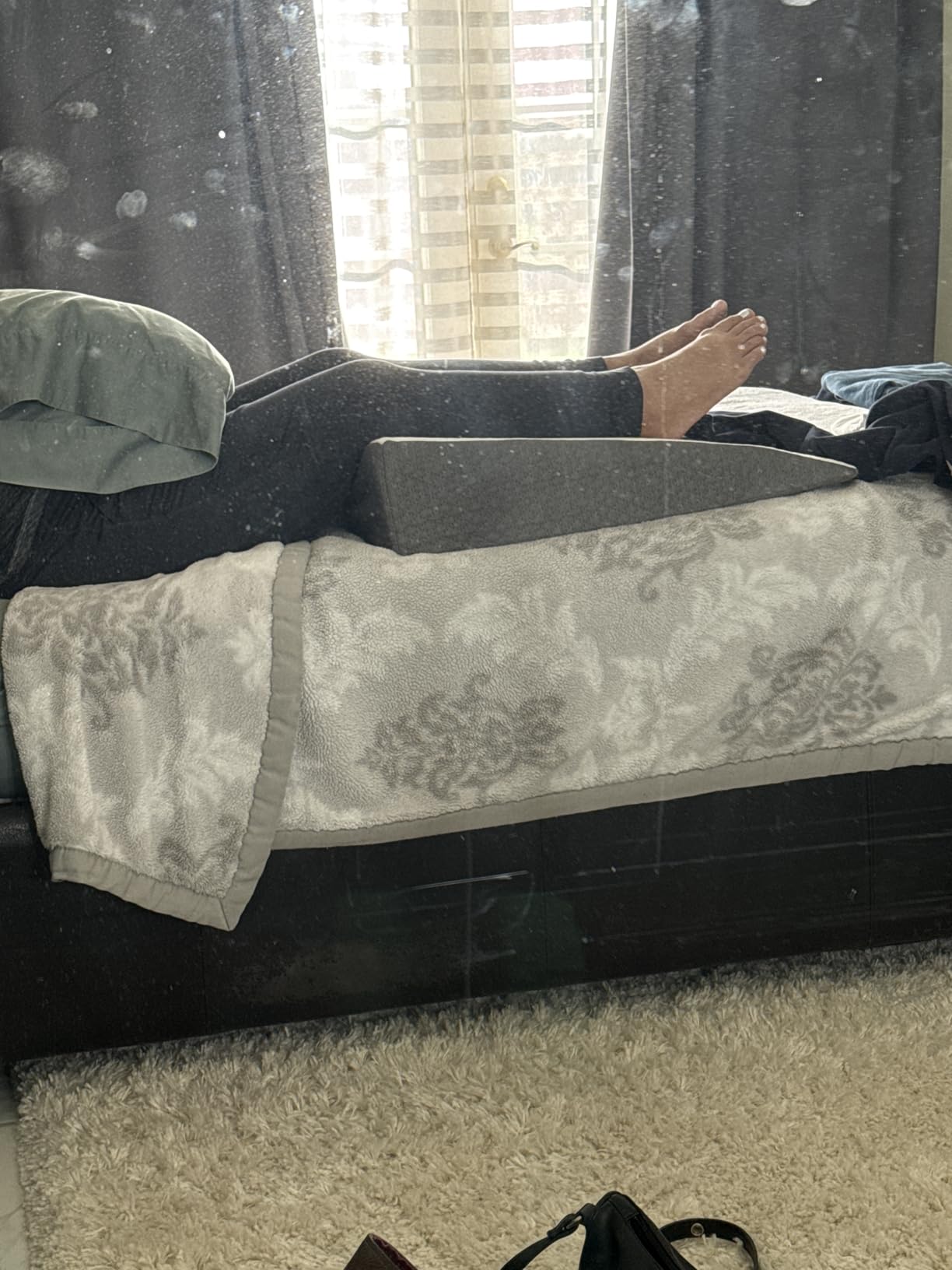 Kolbs Bed Wedge Pillow for Sleep Apnea, FSA Eligible Acid Reflux, and Back Pain Relief, with Chic Jacquard Cover - Headboard Wedges for Sleeping (Standard Width 7.5