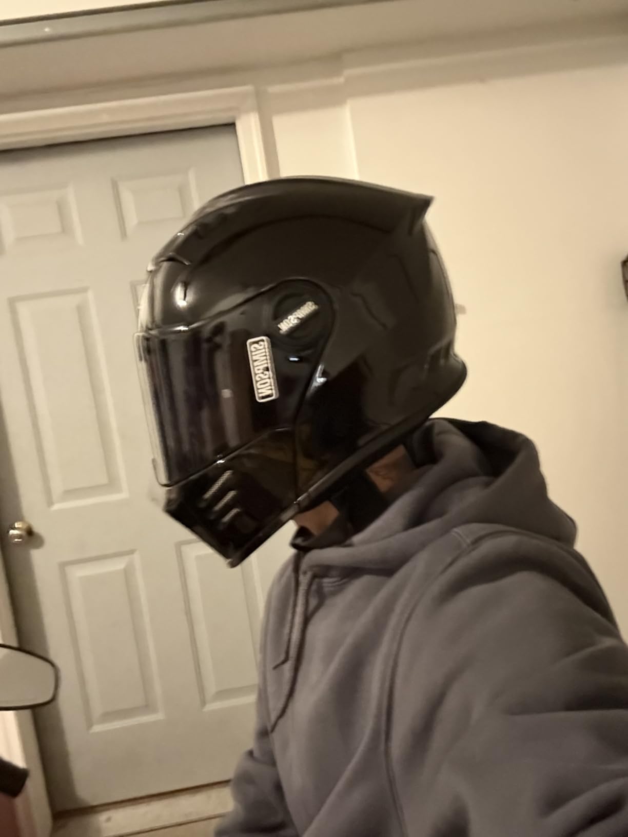 Simpson Mod Bandit Modular Motorcycle Helmet - DOT & ECE Certified - Flip Front, Comms Ready, Internal Sun Shield and External Clear Face Shield Included - Shell in Gloss Black customer photo 1