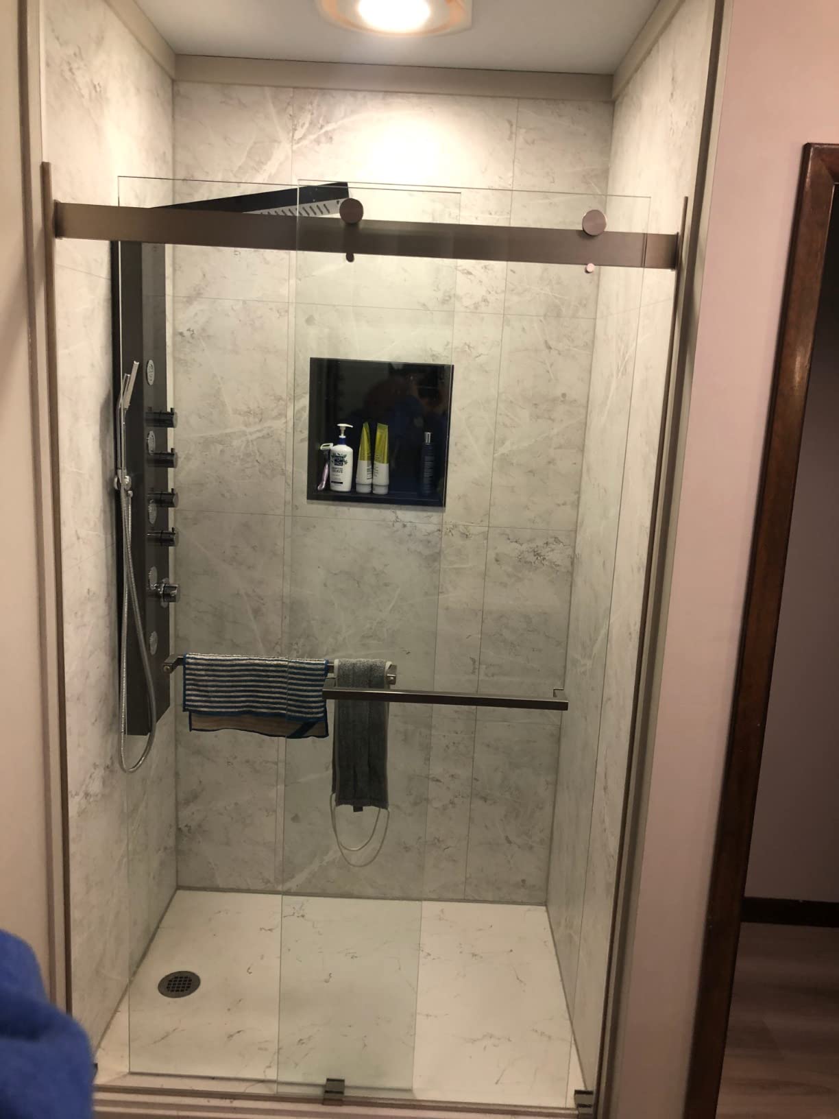 ROVOGO Shower Panel Tower System - Use 4 Shower Modes at the Same Time | Rainfall Waterfall Shower Head, 5 Body Jets & 3-Setting Handheld, Stainless Steel Brushed Shower Column W/ Brass Valves, 50