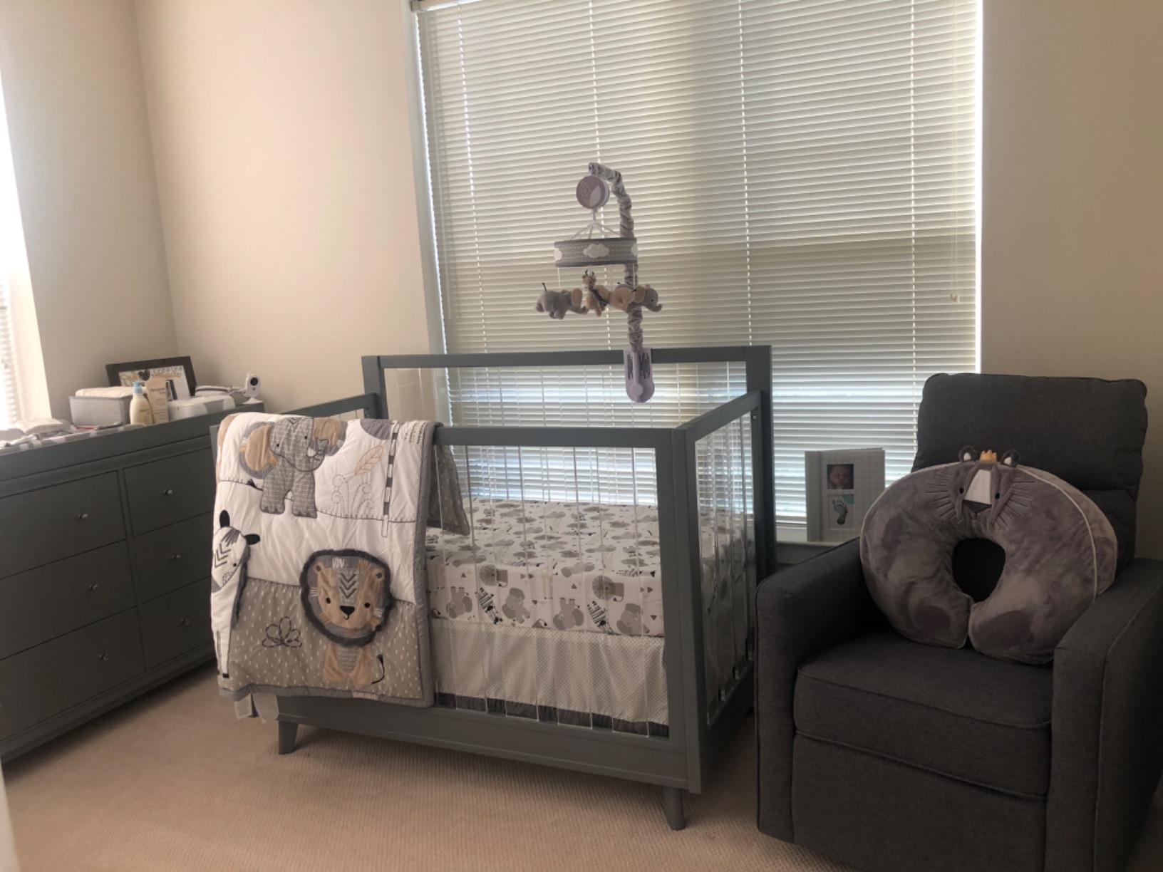 DaVinci Gabby Glider Recliner Nursery Chair w/ 360° Swivel - Misty Grey | High Pillowback Glider Rocking Chair - GREENGUARD Gold & FSC Certified - Comfy Swivel Recliner for Living Room & Nursery customer photo 1