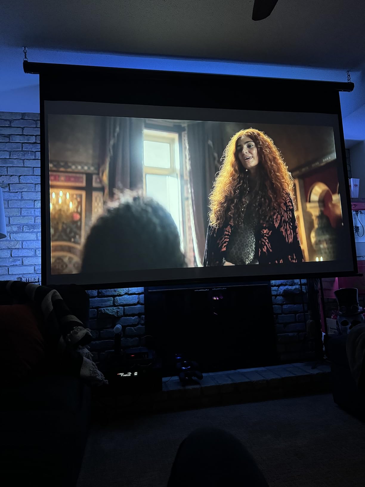 100 Inch Motorized Projector Screen with RF Remote, 16:9 HD, Silver Case customer photo 1