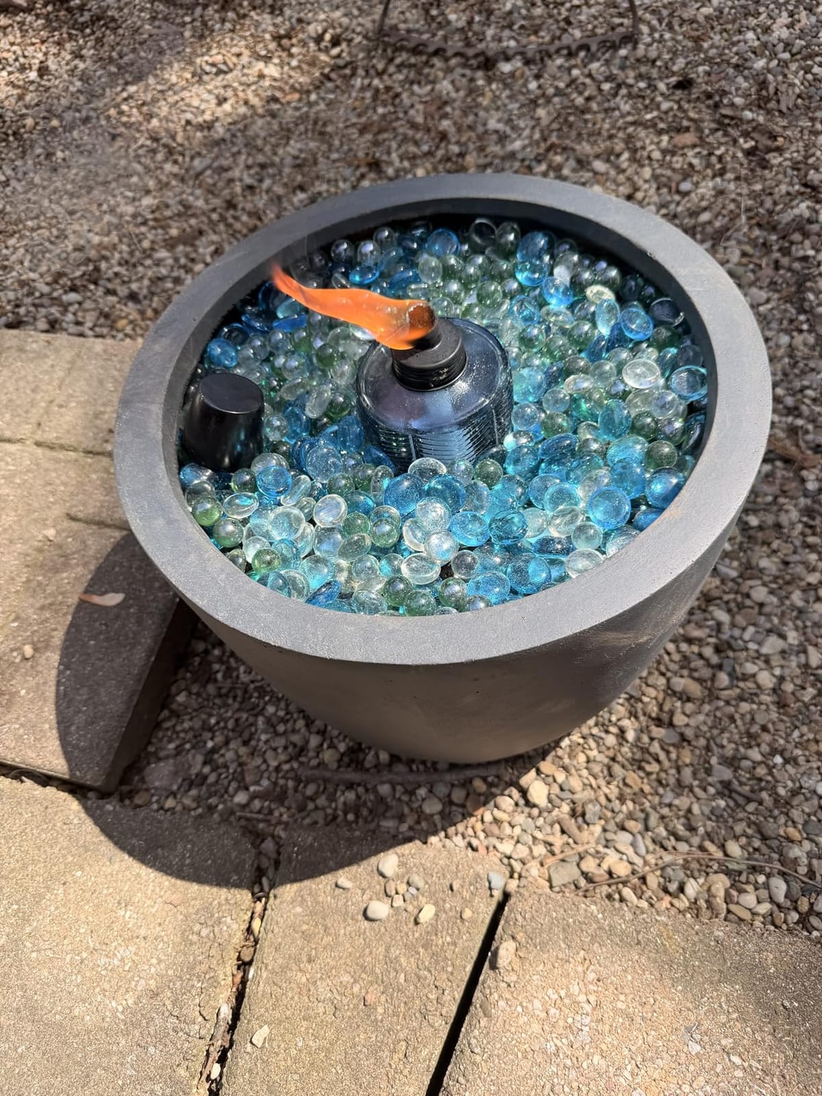 Kante Large Round Bowl Weathered Concrete Planter 18
