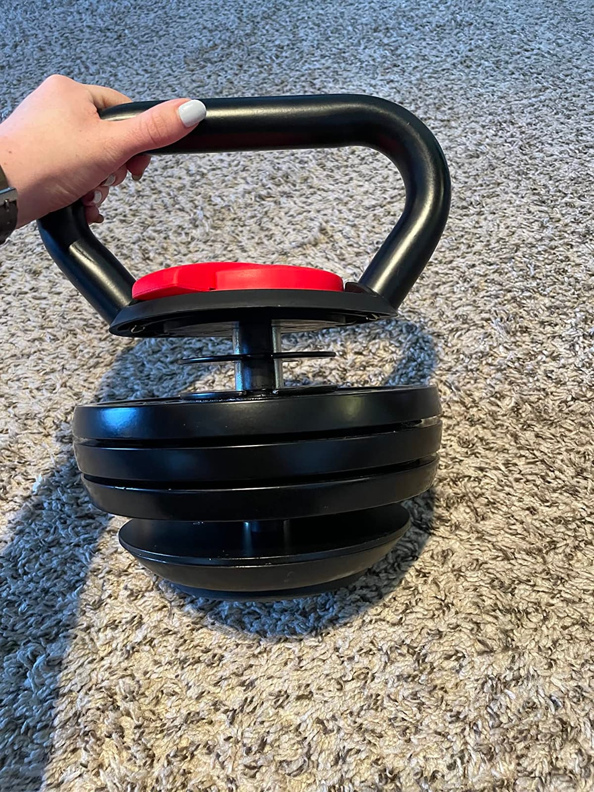 Yes4All Adjustable Kettlebell Set, 20-40 LB Weight Set, Solid Cast Iron Handle with Spacer Disks & Secure Lock, Space-Saving Kettlebell for Home Gym Strength Training, Black customer photo 1