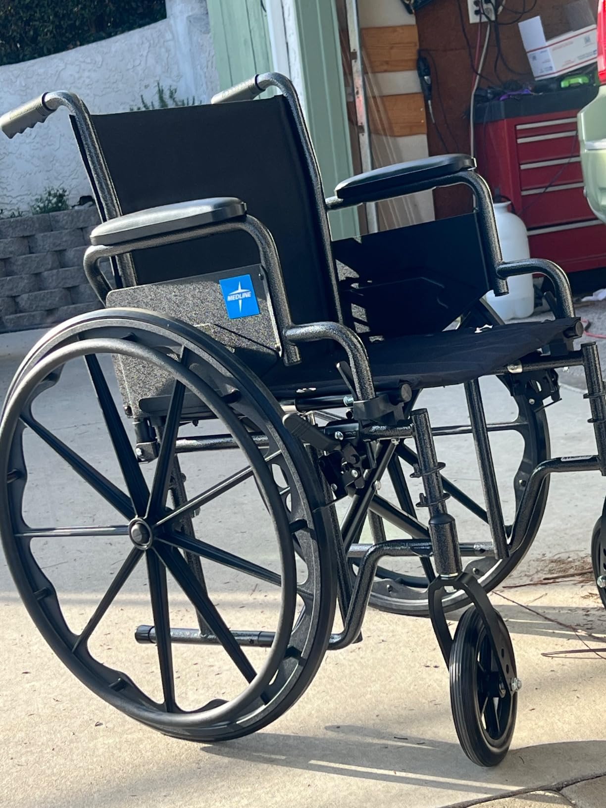 Medline Comfortable Folding Wheelchair with Swing-Back Desk-Length Arms and Swing-Away Footrests, 20