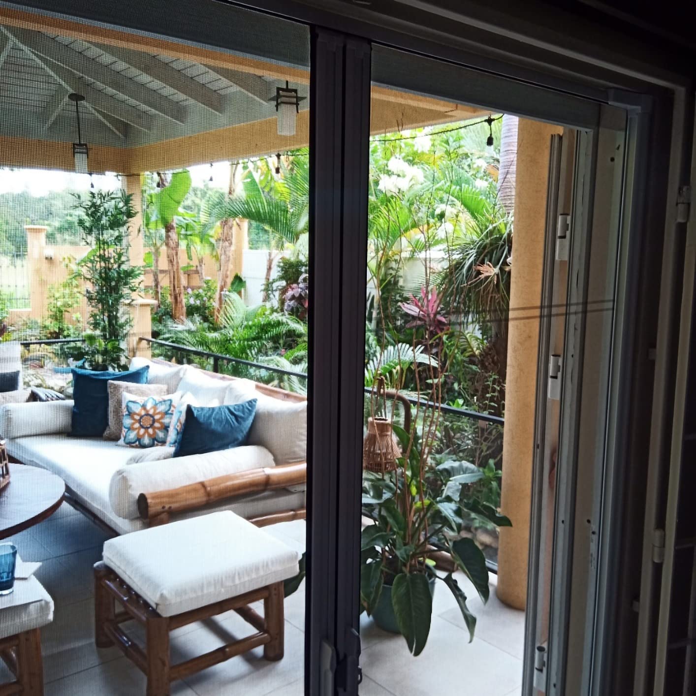 Brisa Double Retractable Screen Door, Brown, 68-72 in. Wide, 78 in. Tall customer photo 2