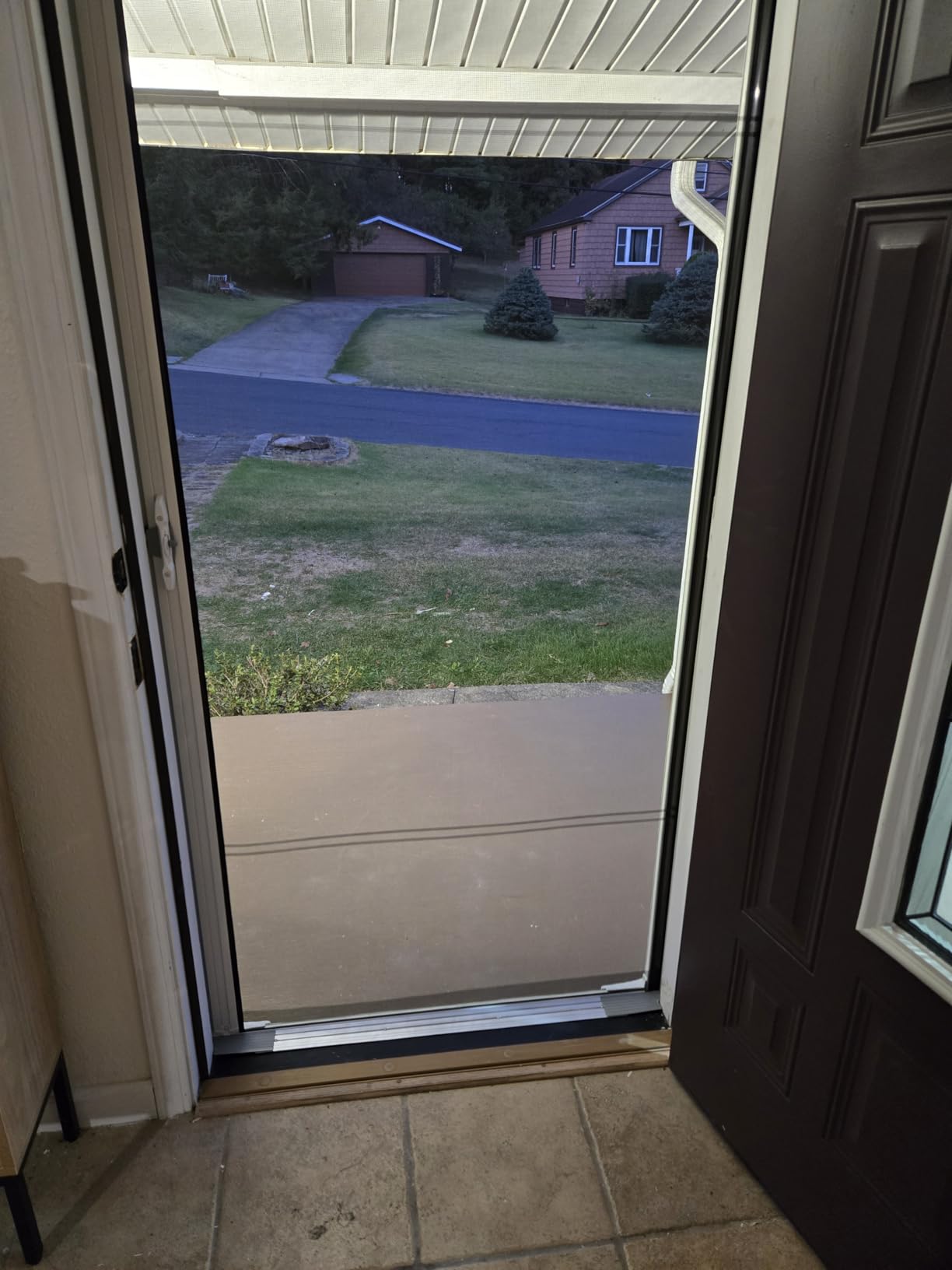 LARSON Brisa Sandstone Retractable Screen Door Thin Mesh 32-36 in Wide | Single, Thin Mesh Screen, High Visibility, Front Doors customer photo 2