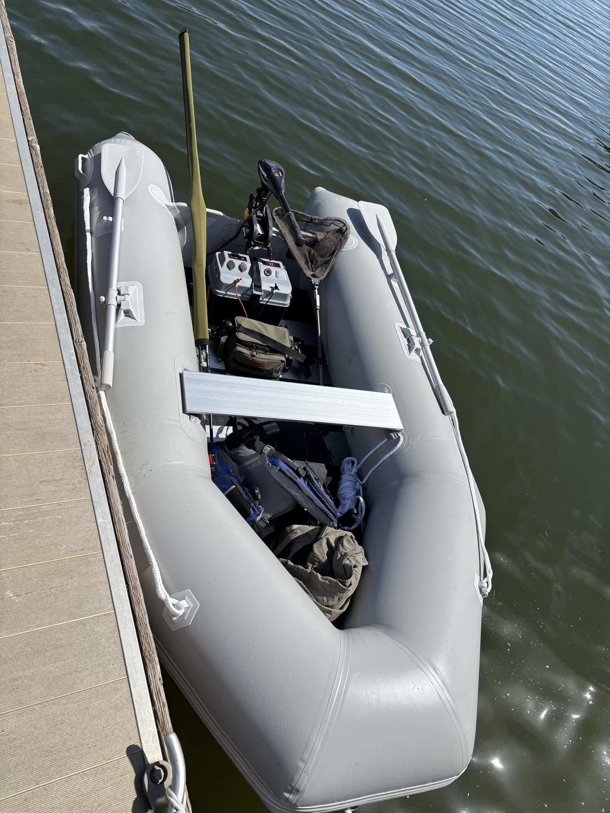 CO-Z 10ft Inflatable Dinghy Boat for 4 Adults, 990lb PVC Raft with Oars | 1000D PVC, aluminum floor & oars, motor mount to 15hp, 3 air chambers, foot pump, carry bag, repair kit, fishing water sports customer photo 1
