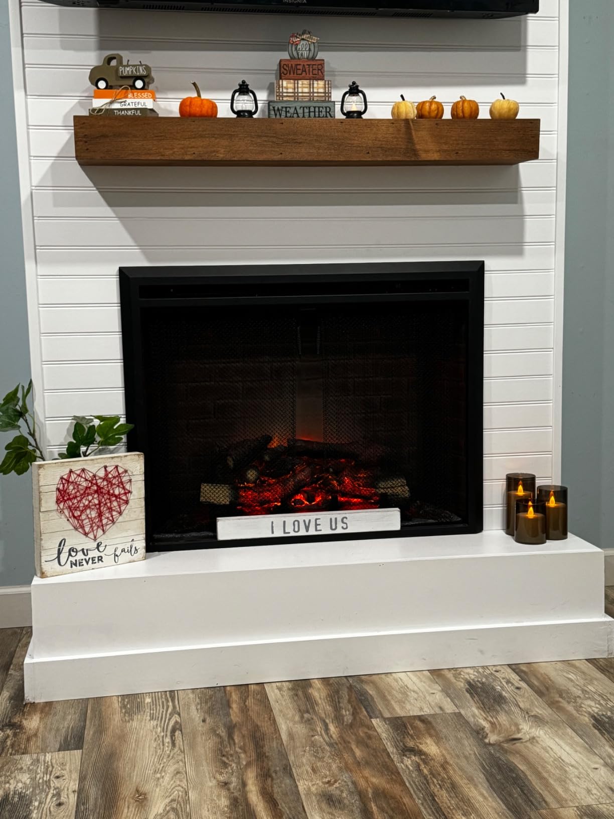 PuraFlame Klaus Electric Fireplace Insert with Fire Crackling Sound, Glass Door and Mesh Screen, 750/1500W, Black, 33 1/16 Inches Wide, 25 9/16 Inches High customer photo 2