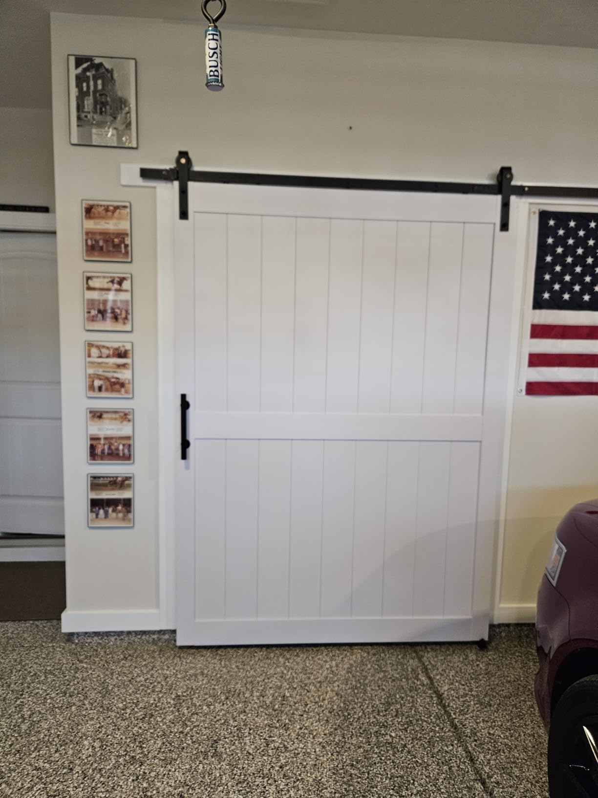 36 x84in MDF Sliding Barn Door with 6.6ft Barn Door Hardware Kit & Handle | White Solid Barn Door Slab Covered with Water-Proof PVC Surface, Pre-Drilled Holes Easy Assembly, H-Frame customer photo 2