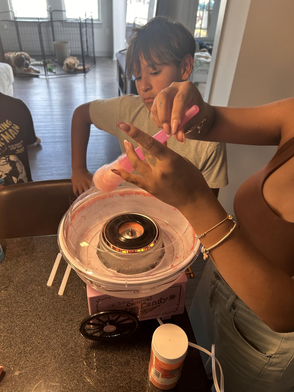 Nostalgia Vintage Cotton Candy Machine - Countertop Cotton Candy Maker With 2 Reusable Cones & 1 Sugar Scoop - Use Hard Candy or Sugar to Create Fluffy, Delicious Treats in Minutes-Pink customer photo 1