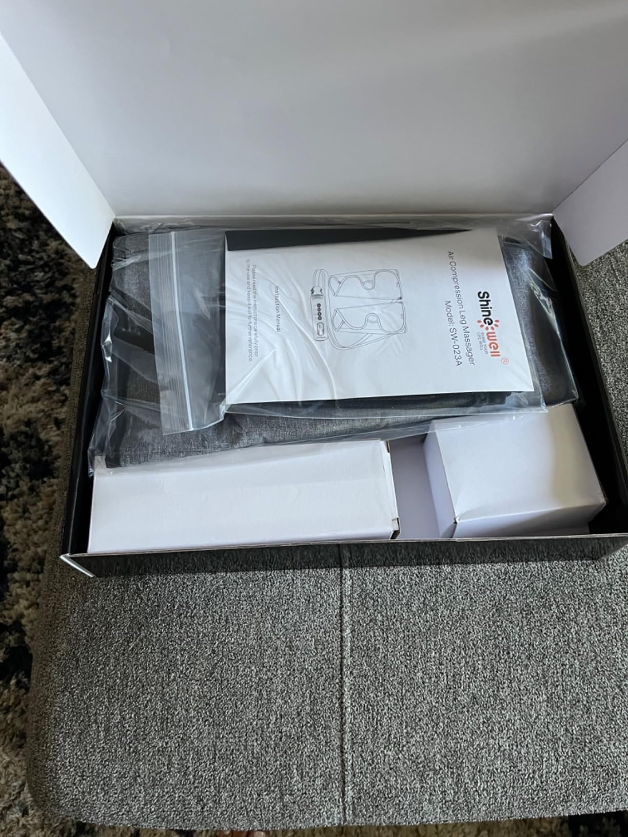 SHINE WELL Leg Compression Massager for Circulation and Pain Relief, Air Compression Calf Massager with 3 Modes 3 Intensities customer photo 1