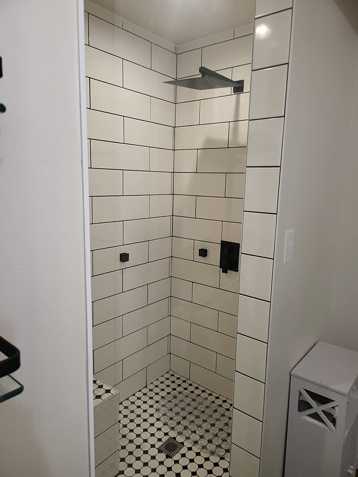 gotonovo Rainfall Shower System with Full Body Jets 4pcs Matte Black | 12'' Rainfall Shower Head with Handheld Spray Combo,Wall Mount,Rough-in Valve and Trim Kit,Brass Body Message Jets,All Metal customer photo 1