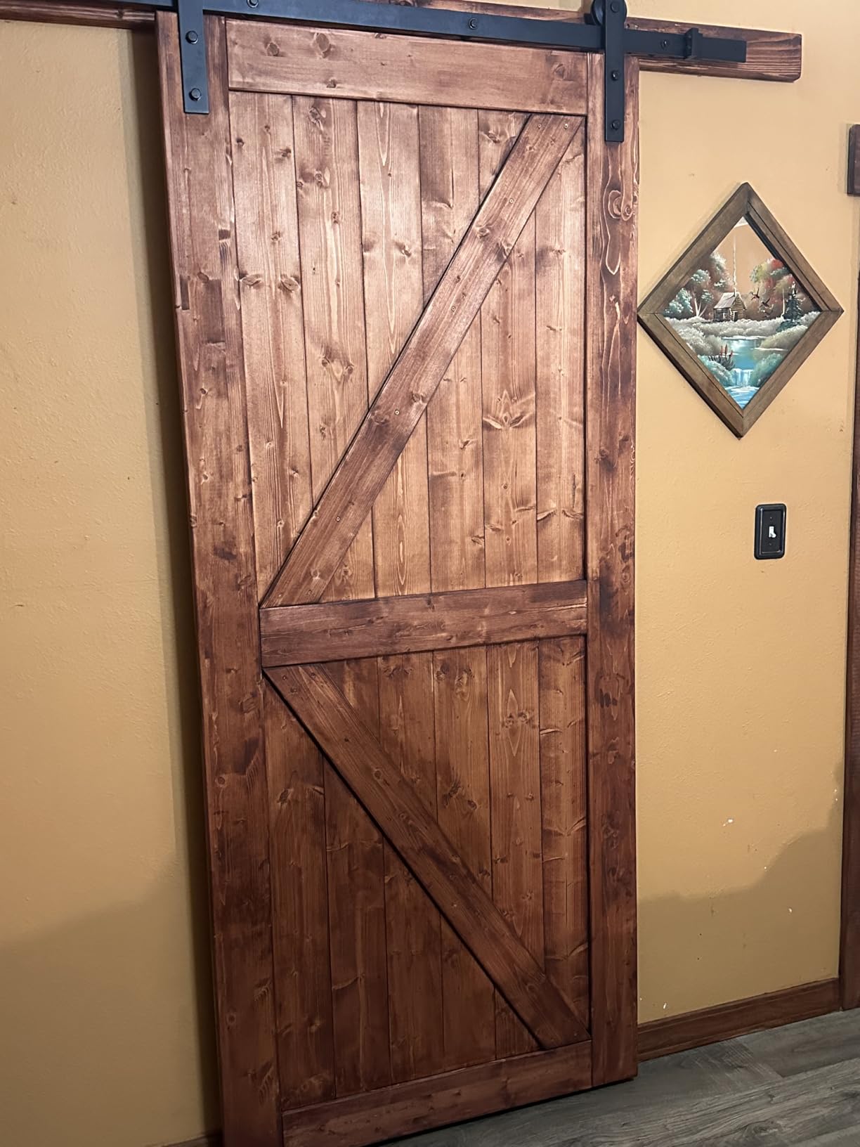 EaseLife 36in x 84in Sliding Barn Door with 6.6FT Barn Door Hardware Kit & Handle Included,Solid Spruce Wood Door,Assemblely Required,Stainable, K-Frame customer photo 2