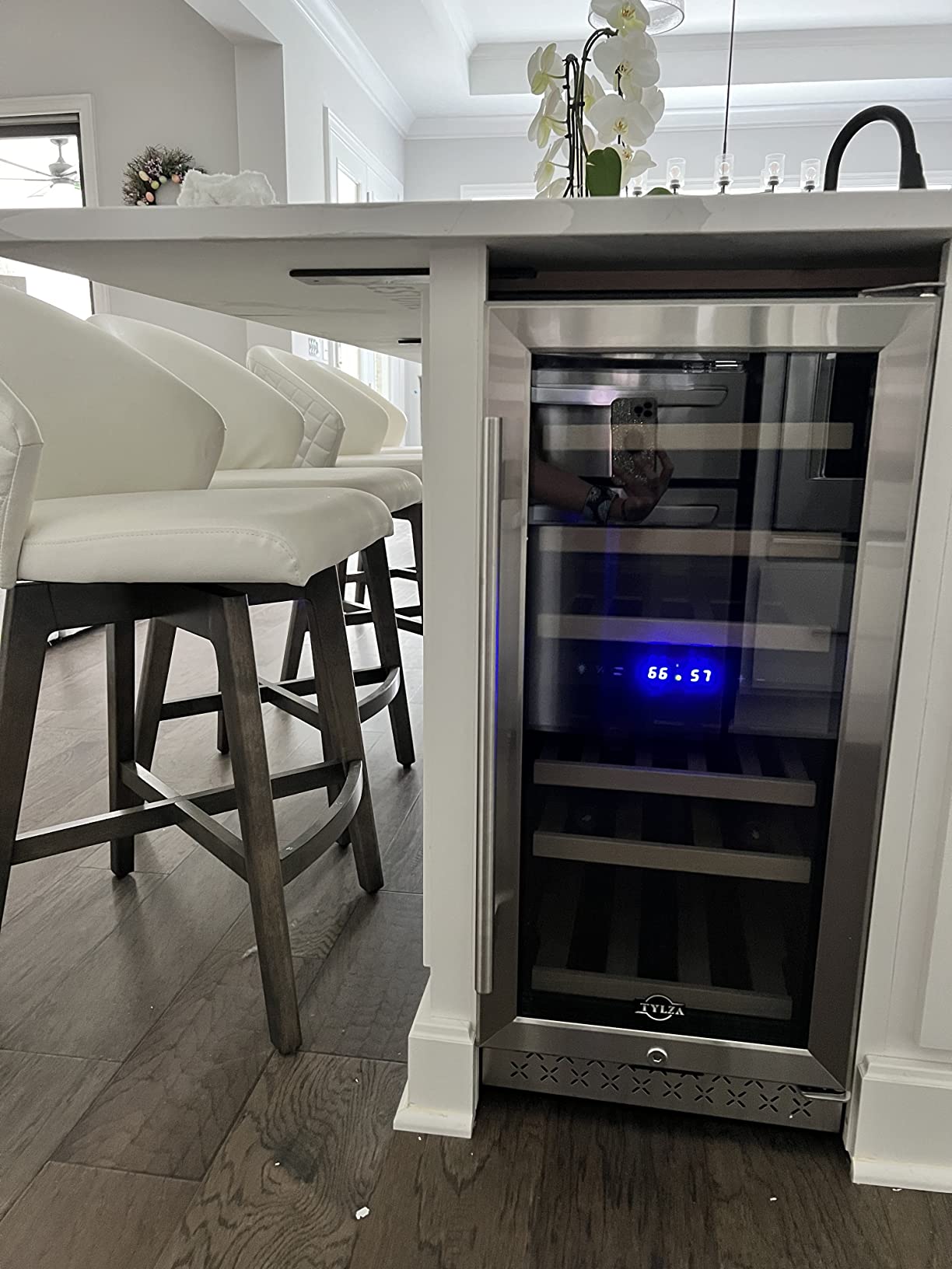 Tylza Mini Fridge 15 Inch Wine Cooler Under Counter, 30 Bottles Dual Zone Wine Fridge with Safety Lock customer photo 2