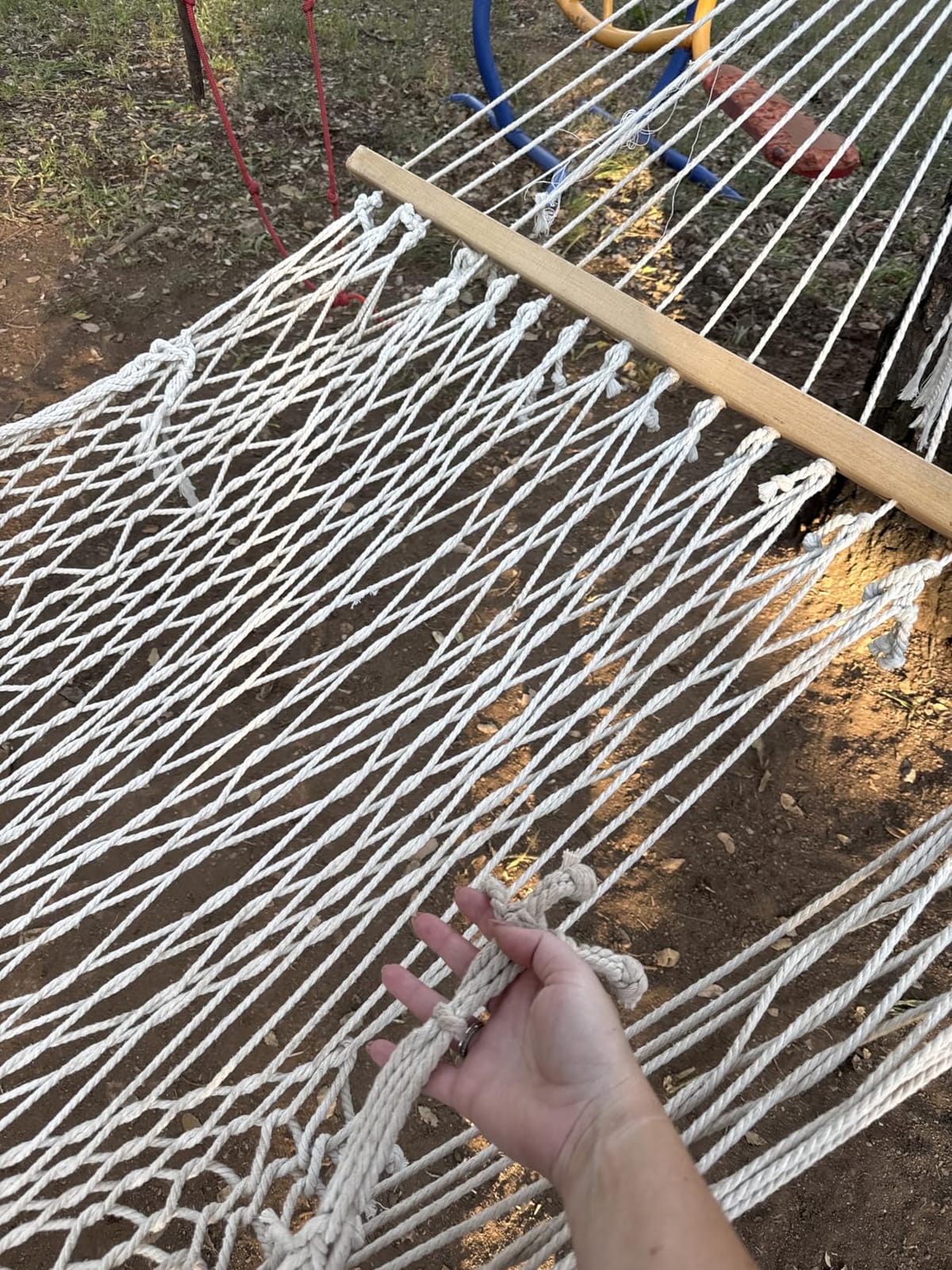 SUNCREAT Traditional Rope Double Hammock, 450 lbs Capacity, Natural | Hammock with Hardwood Spreader Bar and Carrying Bag customer photo 2