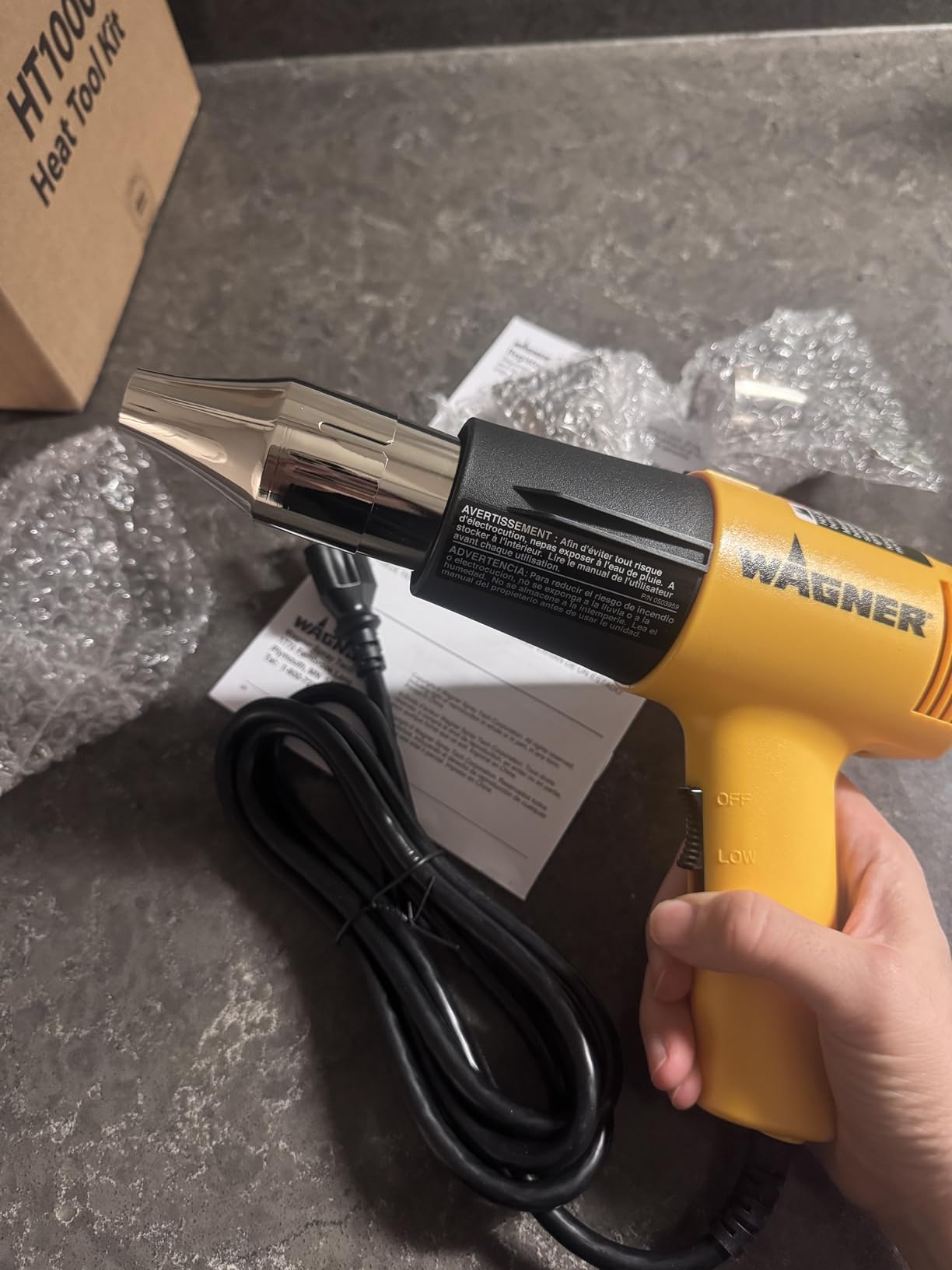 Wagner Spraytech 2417344 HT1000 Heat Gun Kit, 3 Nozzles Included, 2 Temp Settings 750°F & 1000°F, Great for Shrink Wrap, Soften Paint, Bend Plastic Pipes, Loosen Bolts and More customer photo 2