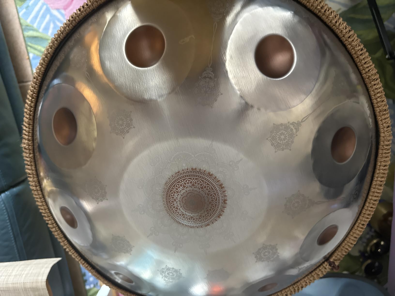 Handpan-Premium 432HZ 22 Inches 10 Notes D Minor Steel Hand Pan Drum Set, Silver Print Adults Handpan Drum customer photo 1