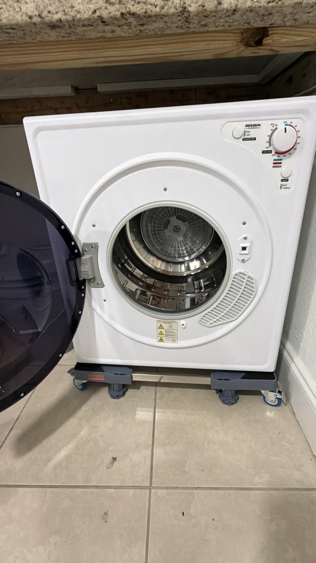 ROVSUN 110V Portable Clothes Dryer, High End Laundry Front Load Tumble Dryer Machine with Stainless Steel Tub & Simple Control Knob for Apartment, Dorm-850W, White customer photo 1