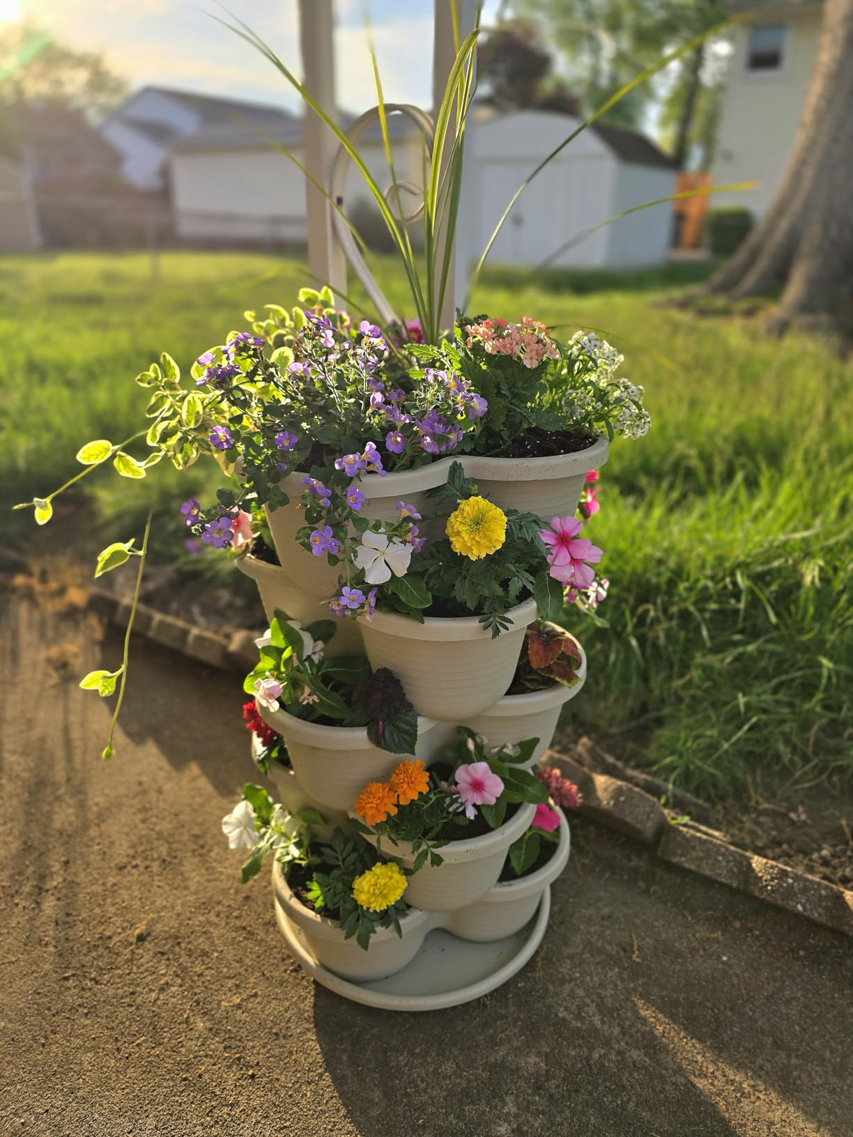 VIVOSUN 2-Pack 5 Tier Vertical Gardening Stackable Planter for Strawberries | Planter for Flowers, Herbs, Vegetables, Ivory customer photo 2