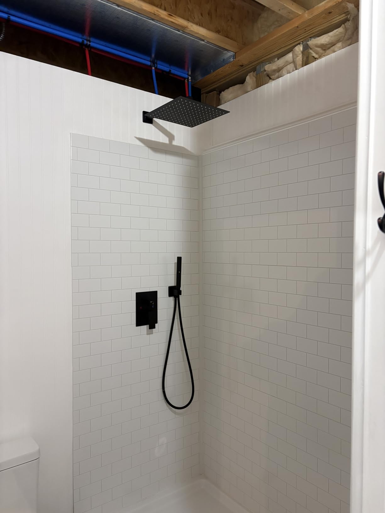 Aolemi Shower System with Rain Head and Handheld, 12-Inch, Matte Black - High-Pressure Shower Faucet Set with Dual-Function Handheld, Rough-In Valve, 1.8 GPM, Wall-Mount Trim Kit customer photo 1