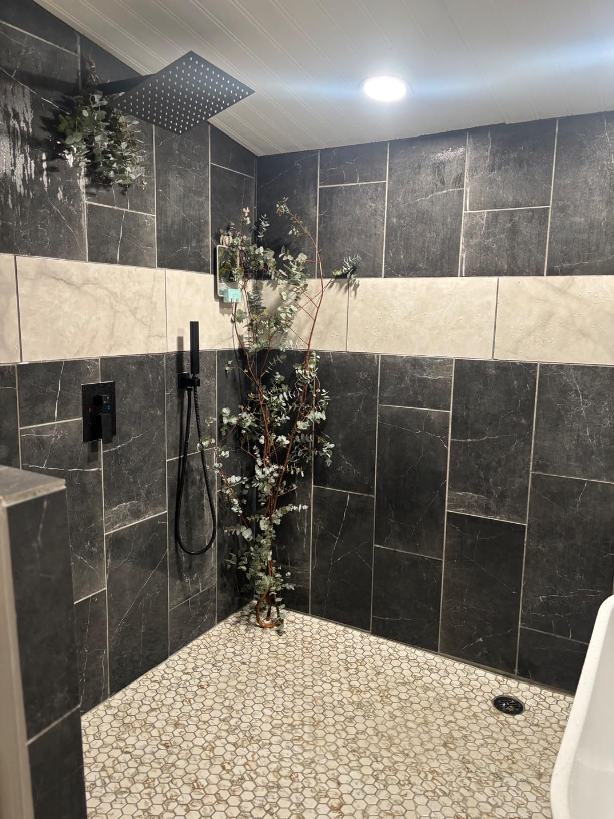 Aolemi Shower System with Rain Head and Handheld, 12-Inch, Matte Black - High-Pressure Shower Faucet Set with Dual-Function Handheld, Rough-In Valve, 1.8 GPM, Wall-Mount Trim Kit customer photo 2